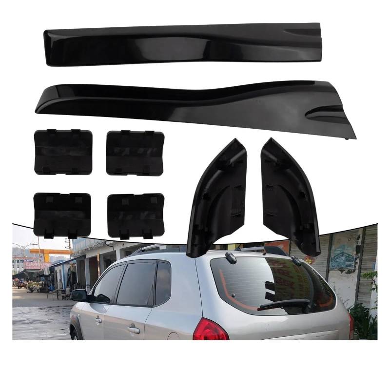 1 Stücke Auto Schwarz Dachträger Schienenende Schutzhülle Shell Cap Kompatibel for Hyundai Tucson 2004-2008 Gepäckträger Schienenende Gehäuse Shell von SaDity