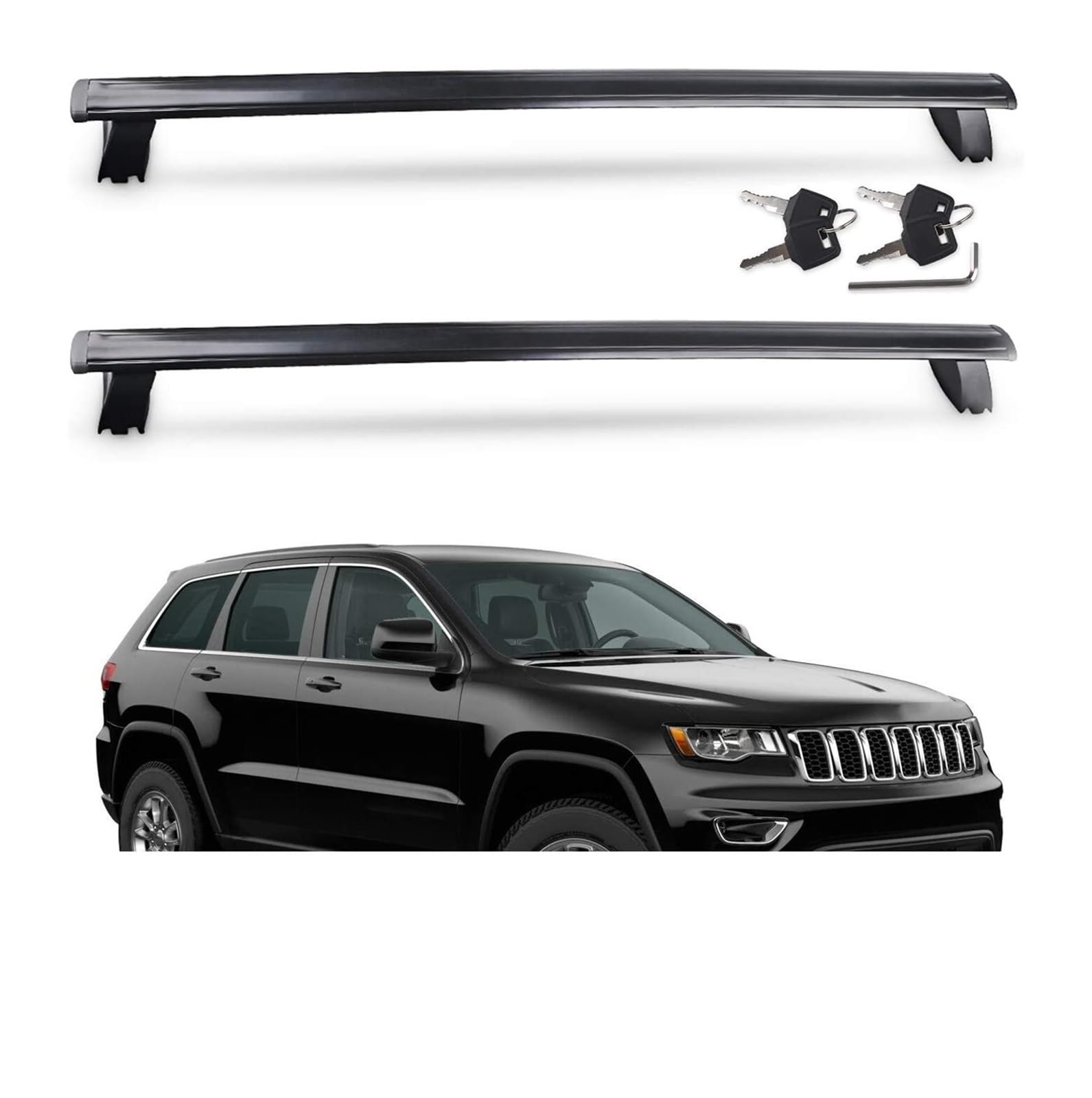 Auto-Dachträger, kompatibel mit Jeep Grand Cherokee 2011–2021, Autozubehör, Querträger, Dachträger, Gepäckträger mit Diebstahlsicherung von SaDity