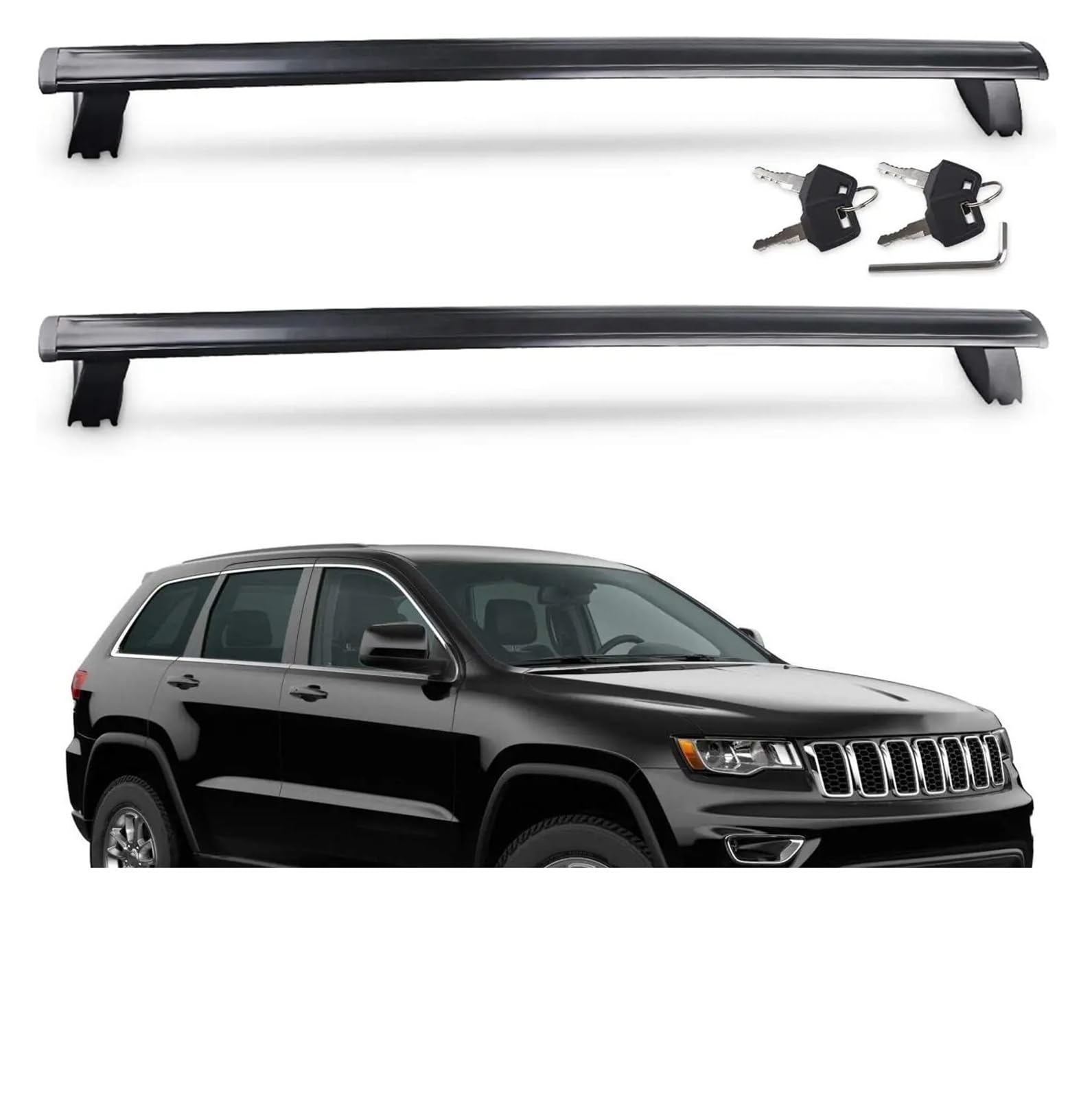 Auto-Dachträger, kompatibel mit Jeep Grand Cherokee 2011–2021, Autozubehör, Querträger, Dachträger, Gepäckträger mit Diebstahlsicherung von SaDity