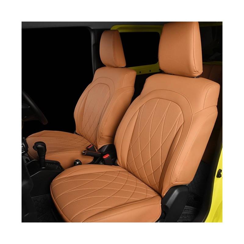 Autositzbezug Luxus Vollumrandung Pad PU-Lederkissen Modifiziertes wasserdichtes Innenzubehör Kompatibel for Suzuki JIMNY Jb64 Jb74(Front Seats,Yellow_-_64) von SaDity