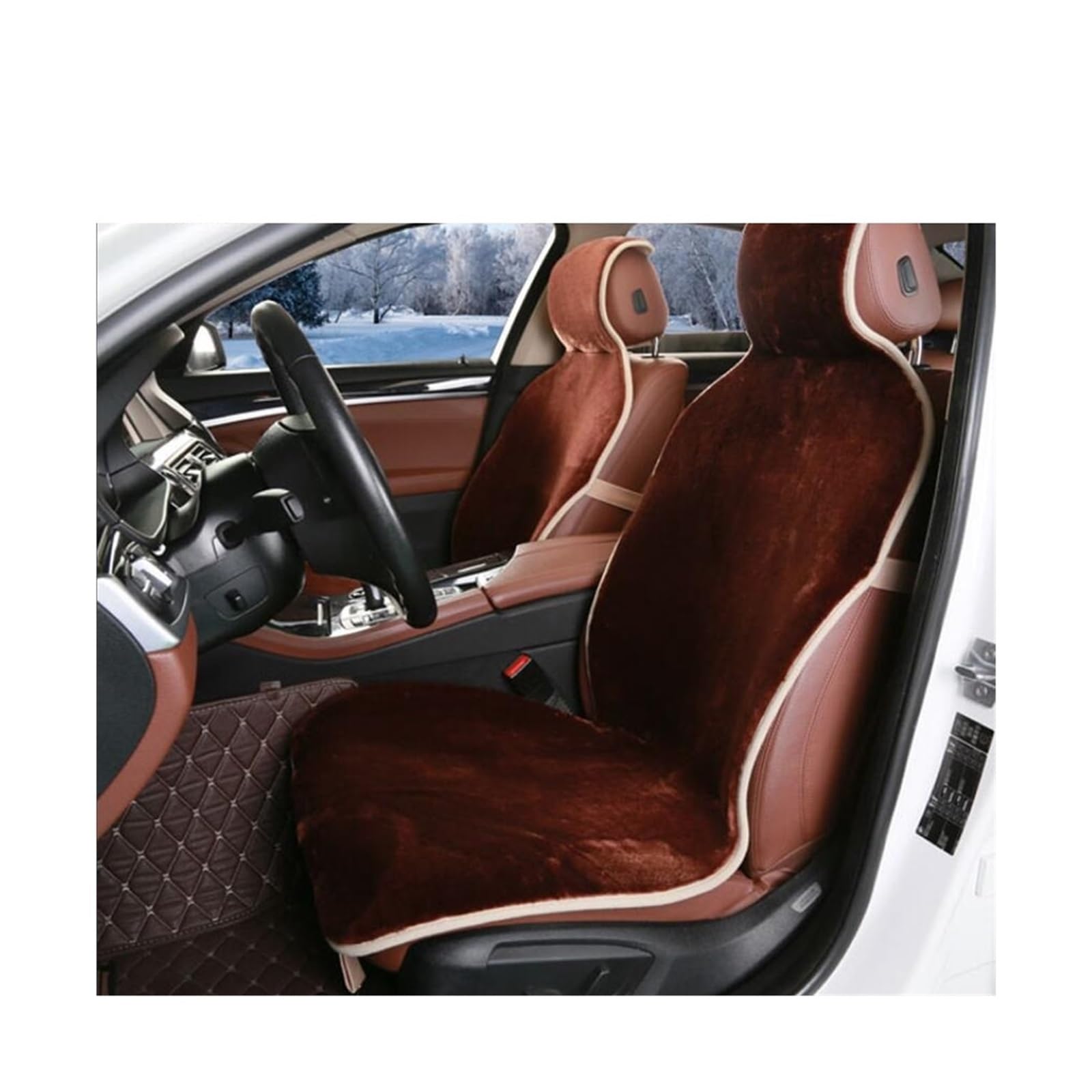 Autositzkissen, 2 Teile, Kunstfell, Auto-Innenausstattung, Autositzbezug, kompatibel for Nissan Auto Accesorios, kompatibel for Peugeot 2008 Golf 5/BMW E46(2 PC Brown) von SaDity