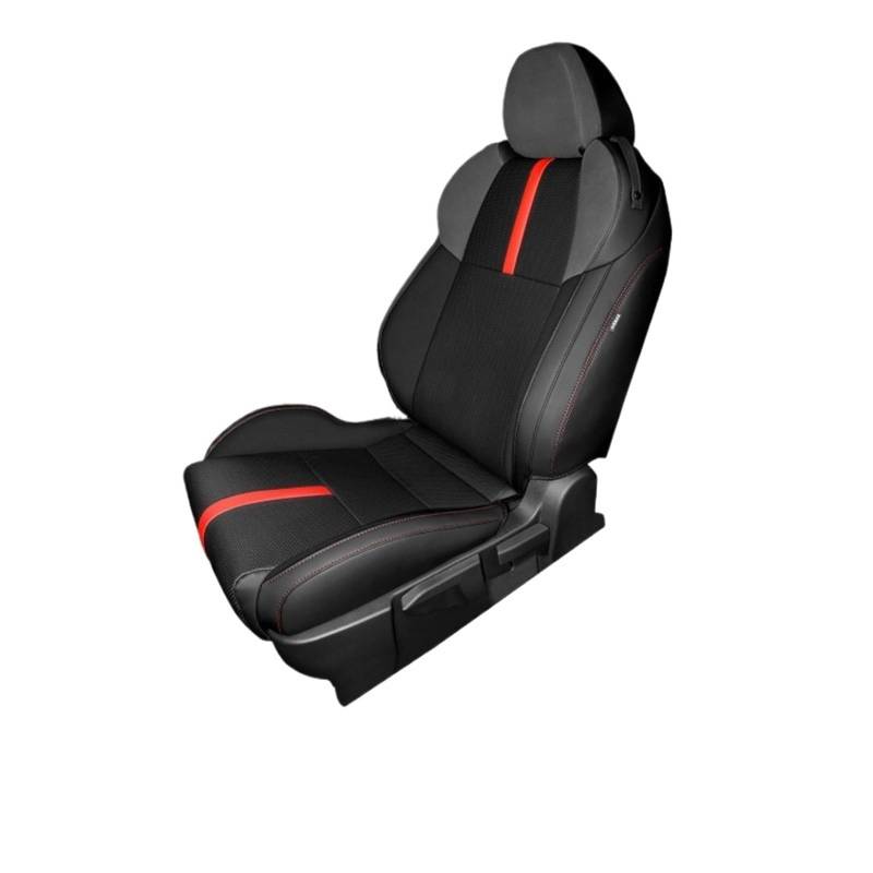 Benutzerdefinierte Autositze Abdeckung Schutz Kissen Pad kompatibel for Toyota GR86 Subaru BRZ-2022 PVC Leder wasserdicht Auto Innenzubehör(Front Seats,Black and RED_86) von SaDity