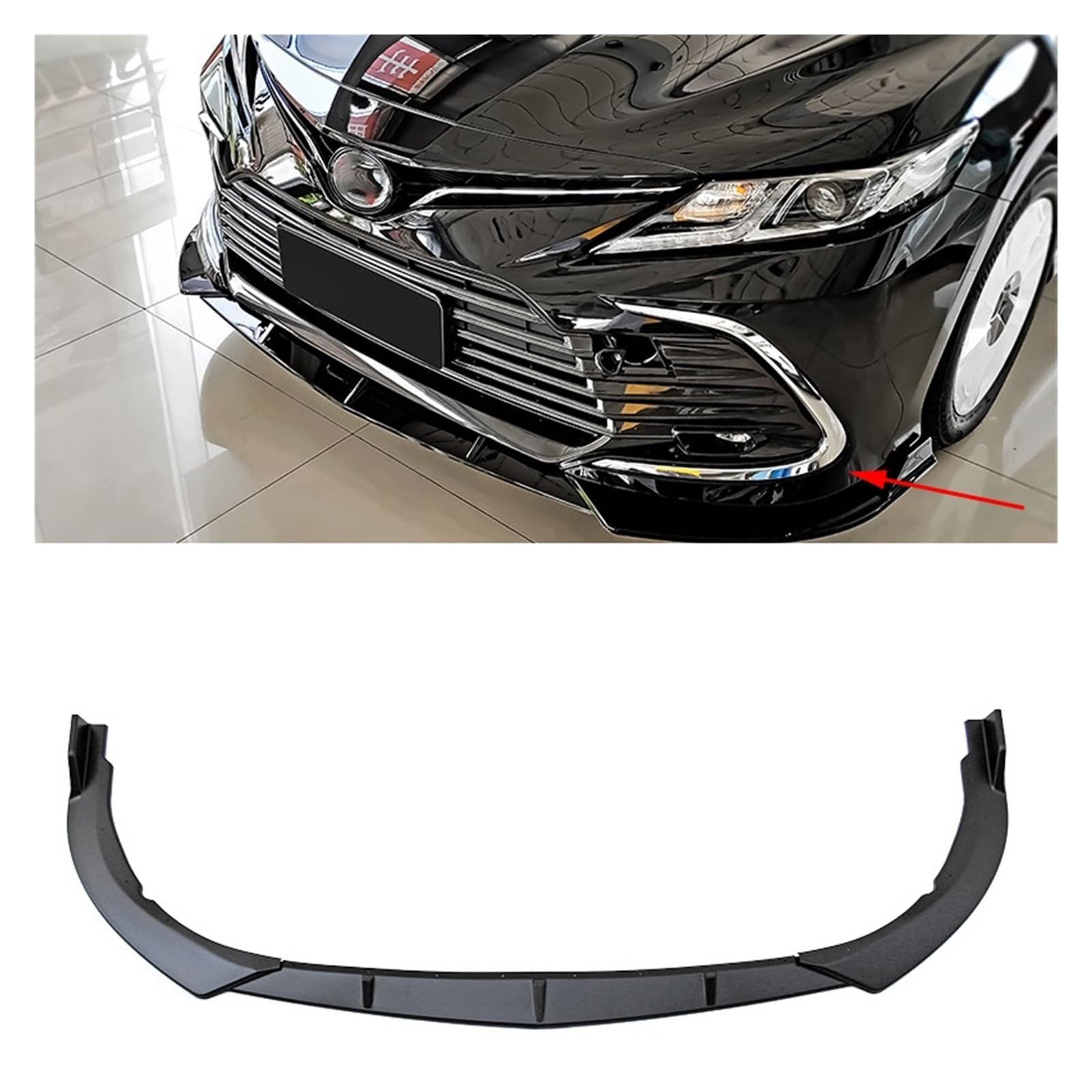 Carbonfaser-Druck, Frontstoßstange, Lipgloss, schwarzer Kinnspoiler, kompatibel mit Toyota Camry MK8 Facelifted XV70 8. Generation 2020–2023(Luxury matte black) von SaDity