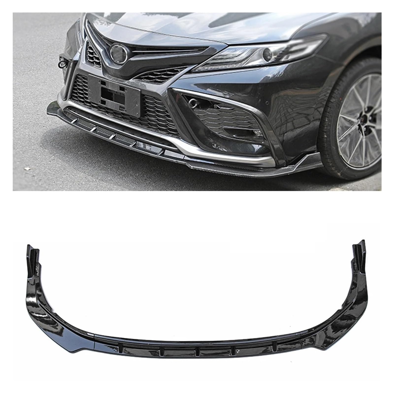 Carbonfaser-Druck, Frontstoßstange, Lipgloss, schwarzer Kinnspoiler, kompatibel mit Toyota Camry MK8 Facelifted XV70 8. Generation 2020–2023(Sport black red) von SaDity