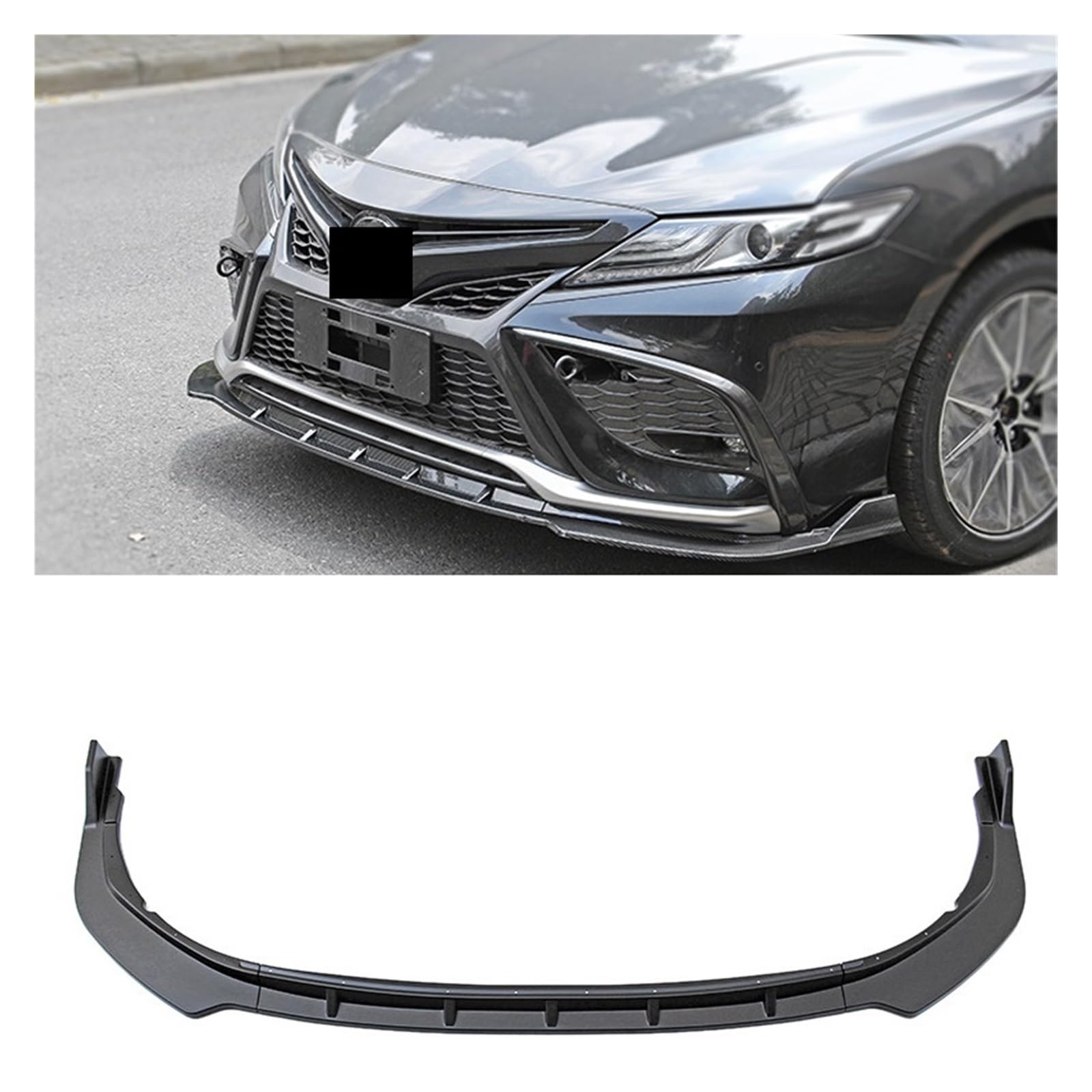 Carbonfaser-Druck, Frontstoßstange, Lipgloss, schwarzer Kinnspoiler, kompatibel mit Toyota Camry MK8 Facelifted XV70 8. Generation 2020–2023(Sport matte black) von SaDity