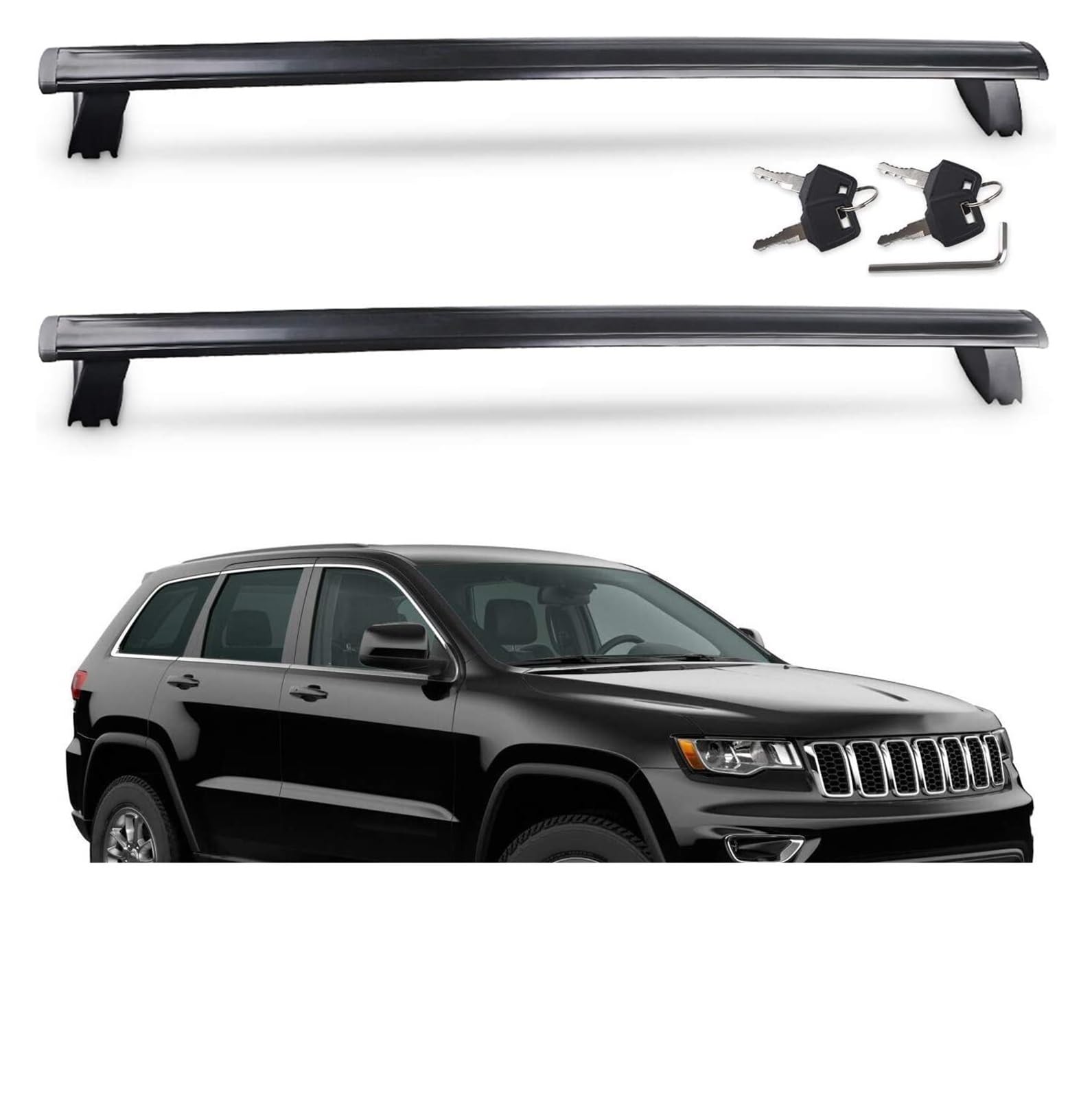 Dachträger for Autos, Zubehör, Querträger, Dachträger, Gepäckträger mit Diebstahlsicherung, kompatibel mit Jeep Grand Cherokee 2011–2021 von SaDity