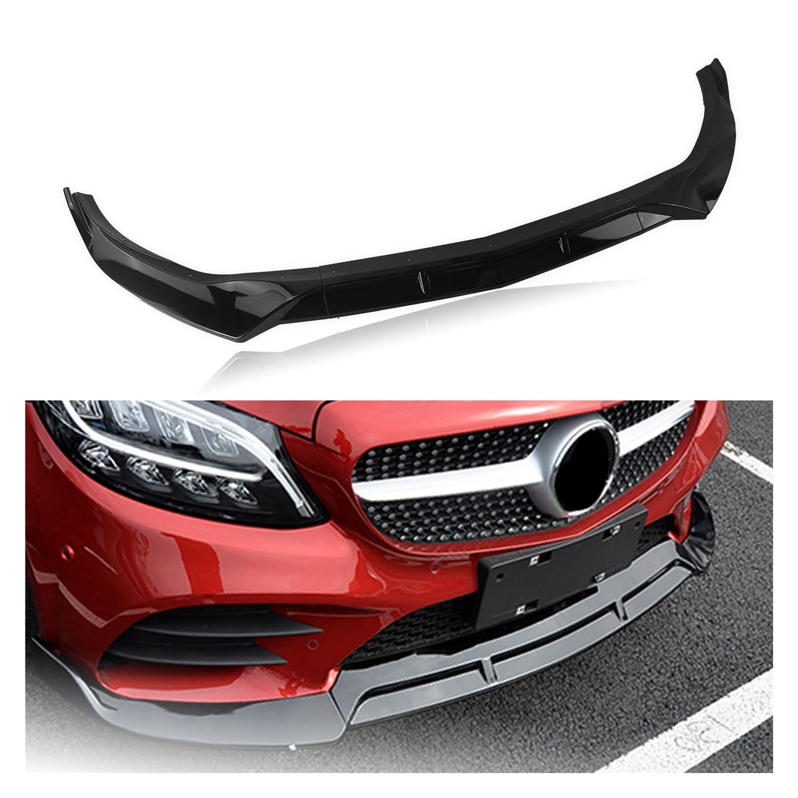 Frontschürze Spoiler Lip Untere Schützen Splitter Splitter Klinge Kompatibel for Benz C Klasse W205 Sport 2019 2020 2021 von SaDity