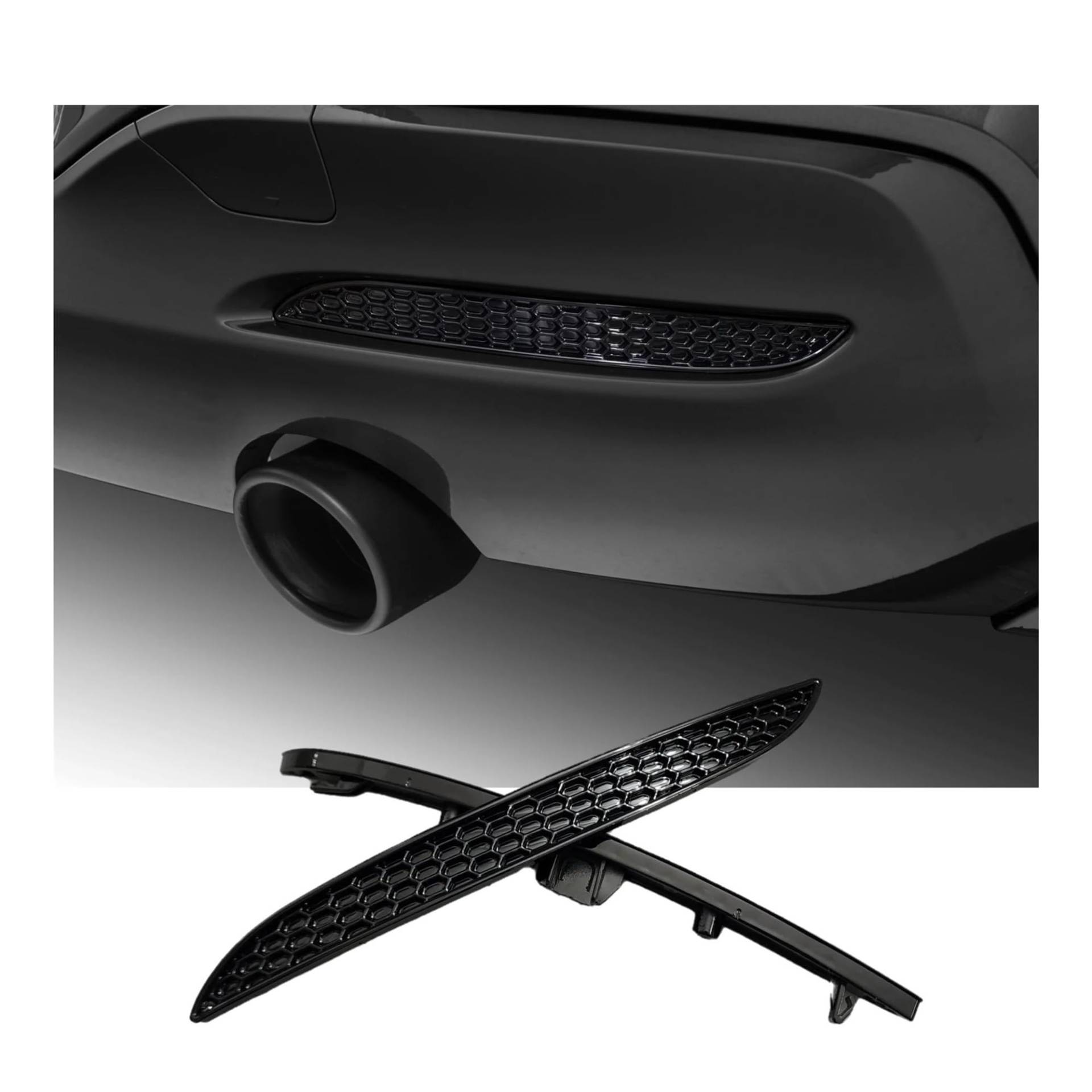 Glänzend schwarzes Heckstoßstangen-Reflektor-Einsatz-Set, Wabenstruktur, kompatibel for BMW 1er F20 F21 LCI Urban Line Sport 2016–2019 von SaDity