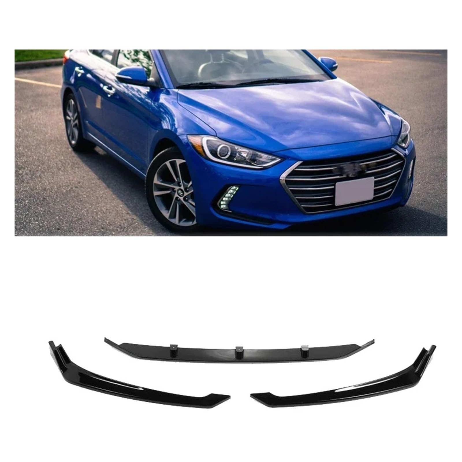 Kompatibel for Hyundai Elantra 2017–2018, 3 Teile/satz Frontschürze Lip Spoiler Glanz Schwarz Splitter Auto Außen Körper MOC Teile Zubehör von SaDity