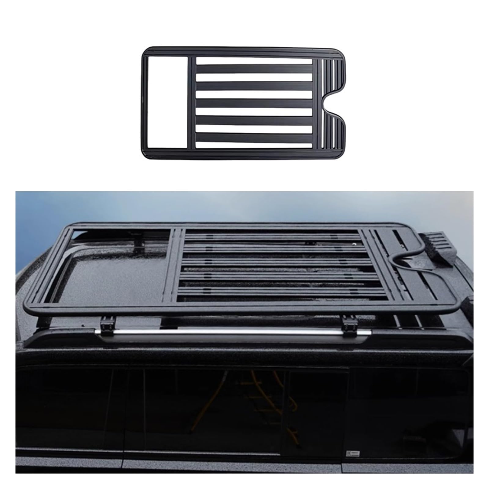 Kompatibel for JETOUR Traveller T2 2023–2024, Dachträger-Modifikation, Offroad-Gepäckplattform mit Schiebedach, Auto-Außenzubehör(Six Bracket) von SaDity