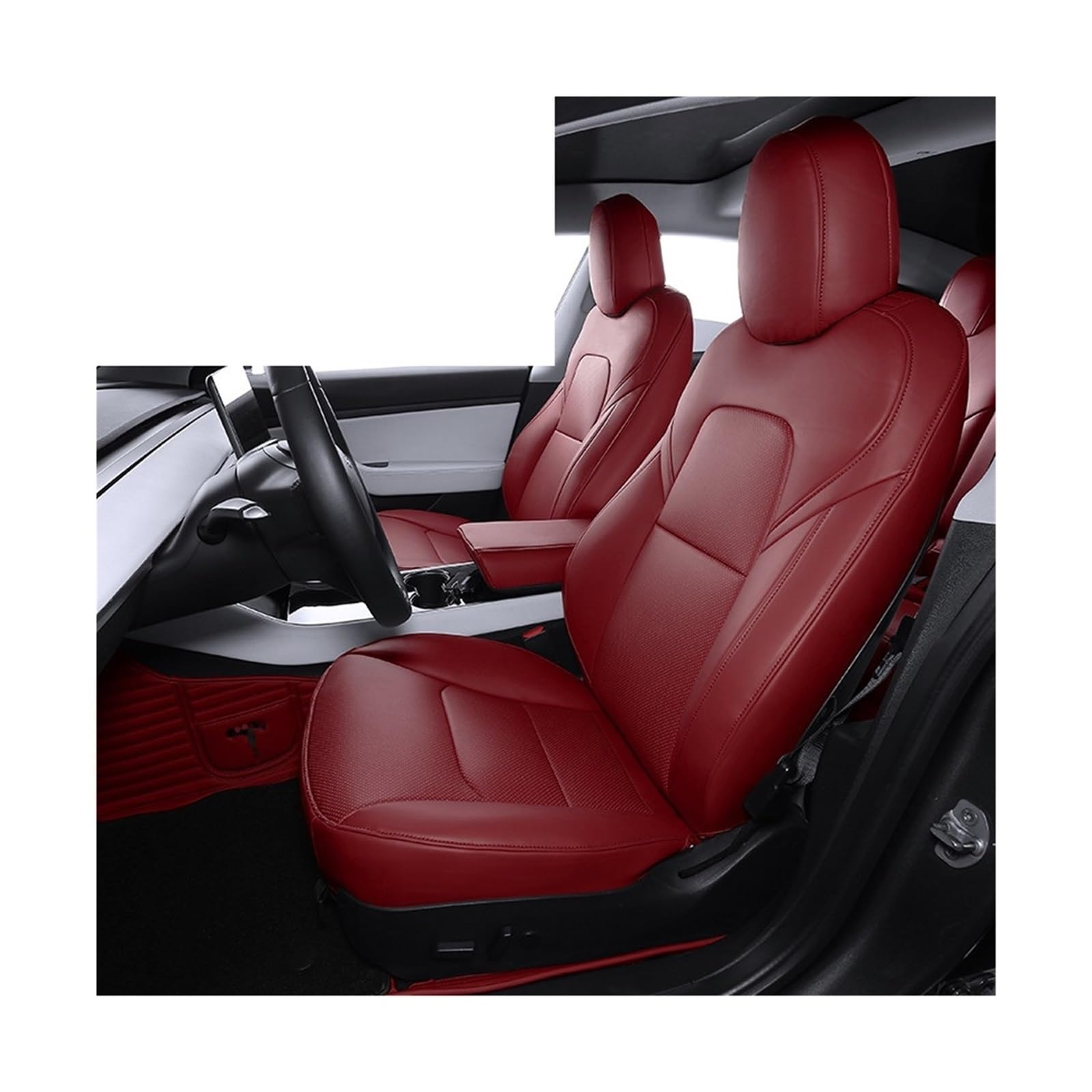 Kompatibel for Tesla Model 3(2024 Model 3,Wine RED_Full Surround_5 Seats) von SaDity