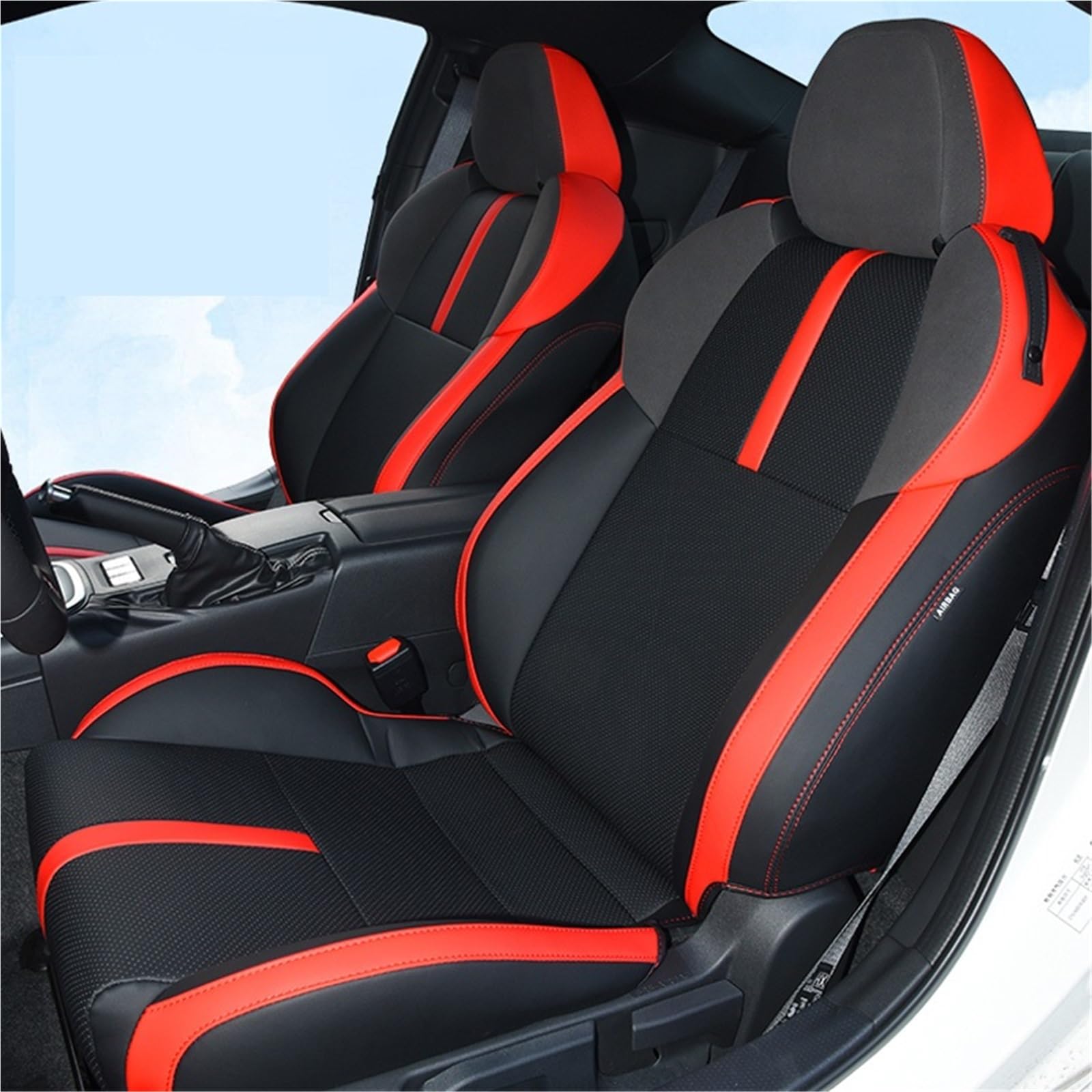 Kompatibel for Toyota GR86 Subaru BRZ-2022 Custom Autositze Abdeckung Schutz Kissen Pad PVC Leder wasserdichte Auto Innen Zubehör(Front Seats,Black and Sliver_86) von SaDity