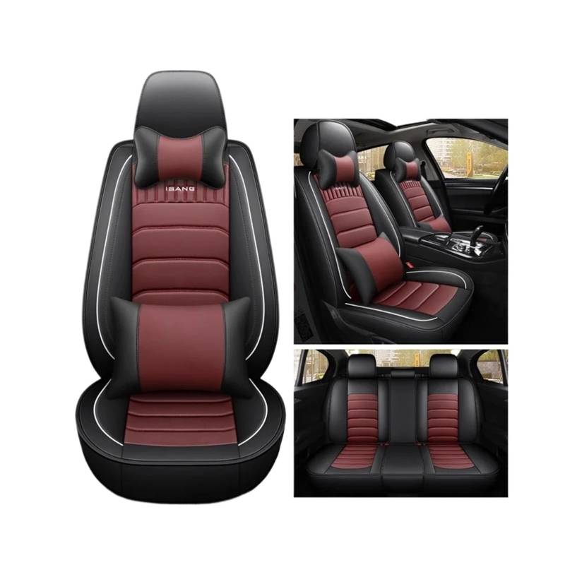 SaDity 5D Autositzbezüge kompatibel for Toyota RAV4 Auris Avensis Crown 4Runner Harrier FJ Cruiser Mark X Premio Autozubehör Autowaren(Black red 5seats 01) von SaDity