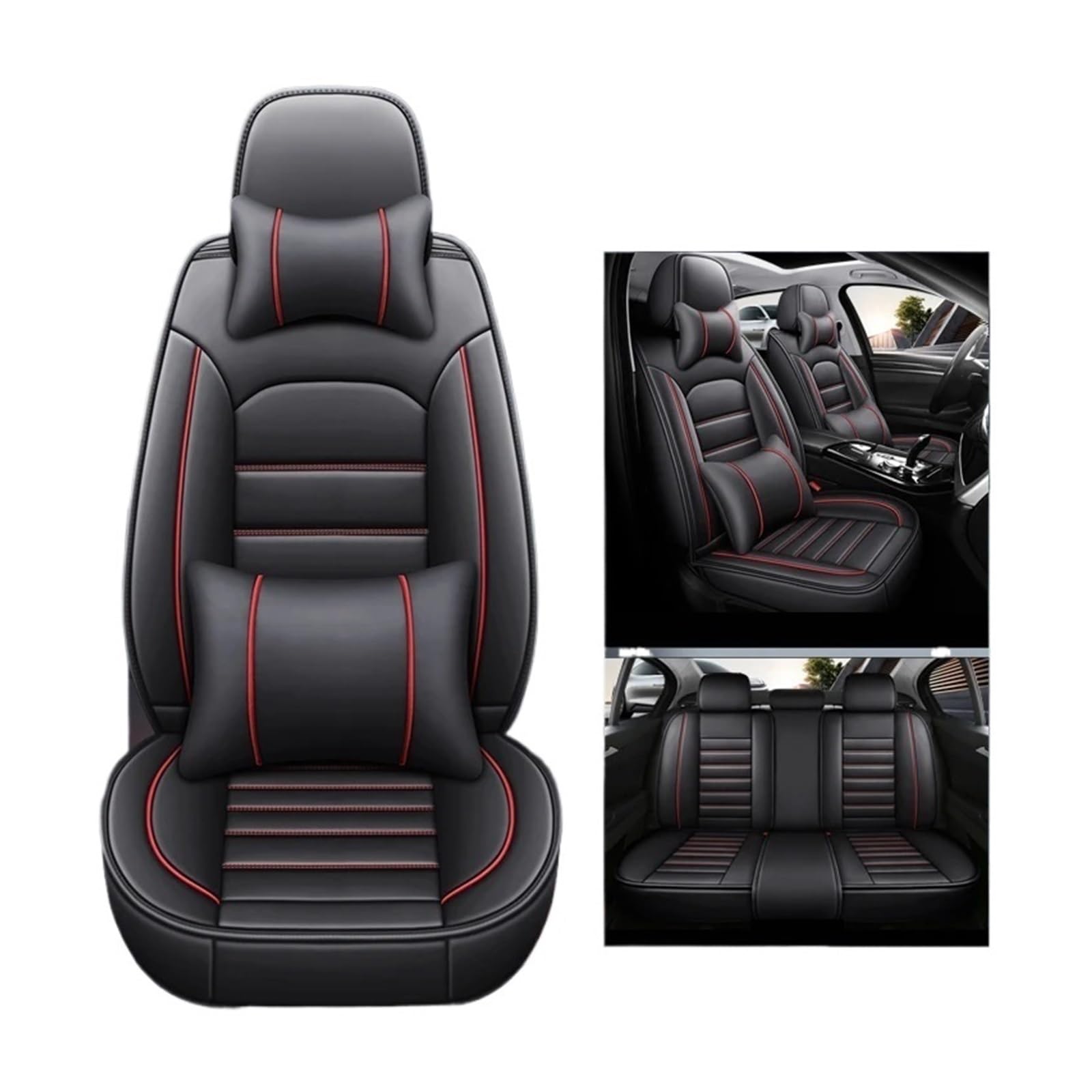 SaDity Autositzbezüge Leder Komplettset kompatibel for SsangYong Actyon Sport/Mazda 2 3 BK BL FIAT Grande Punto/Jeep Grand Cherokee WJ Zubehör(B 5 Seats 01) von SaDity