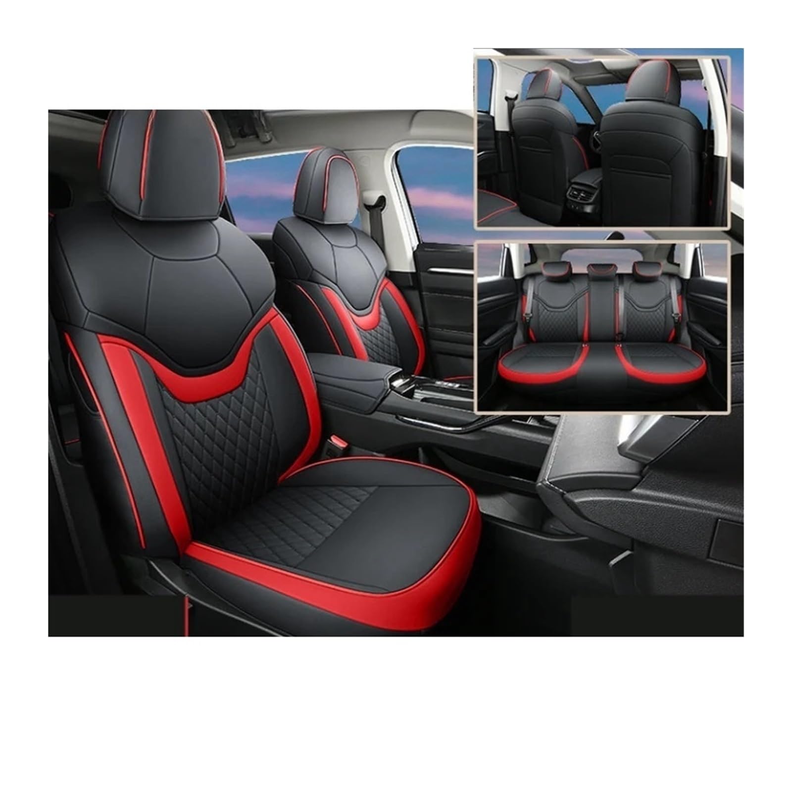 SaDity Leder-Autositzbezüge, komplettes Set, Sitzschutzbezug, Sitzbezüge, Autozubehör, kompatibel for Haval Jolion 2021 2022 2023 2024(Style b) von SaDity