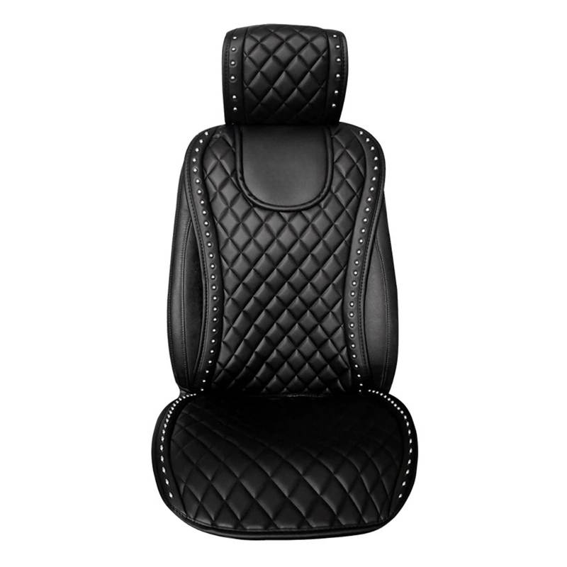 SaDity Leder-Autositzbezug, Kronennieten, Autositzkissen, Innenzubehör, Universalgröße, Vordersitzbezüge, Auto-Styling(1pc Black Front mat) von SaDity