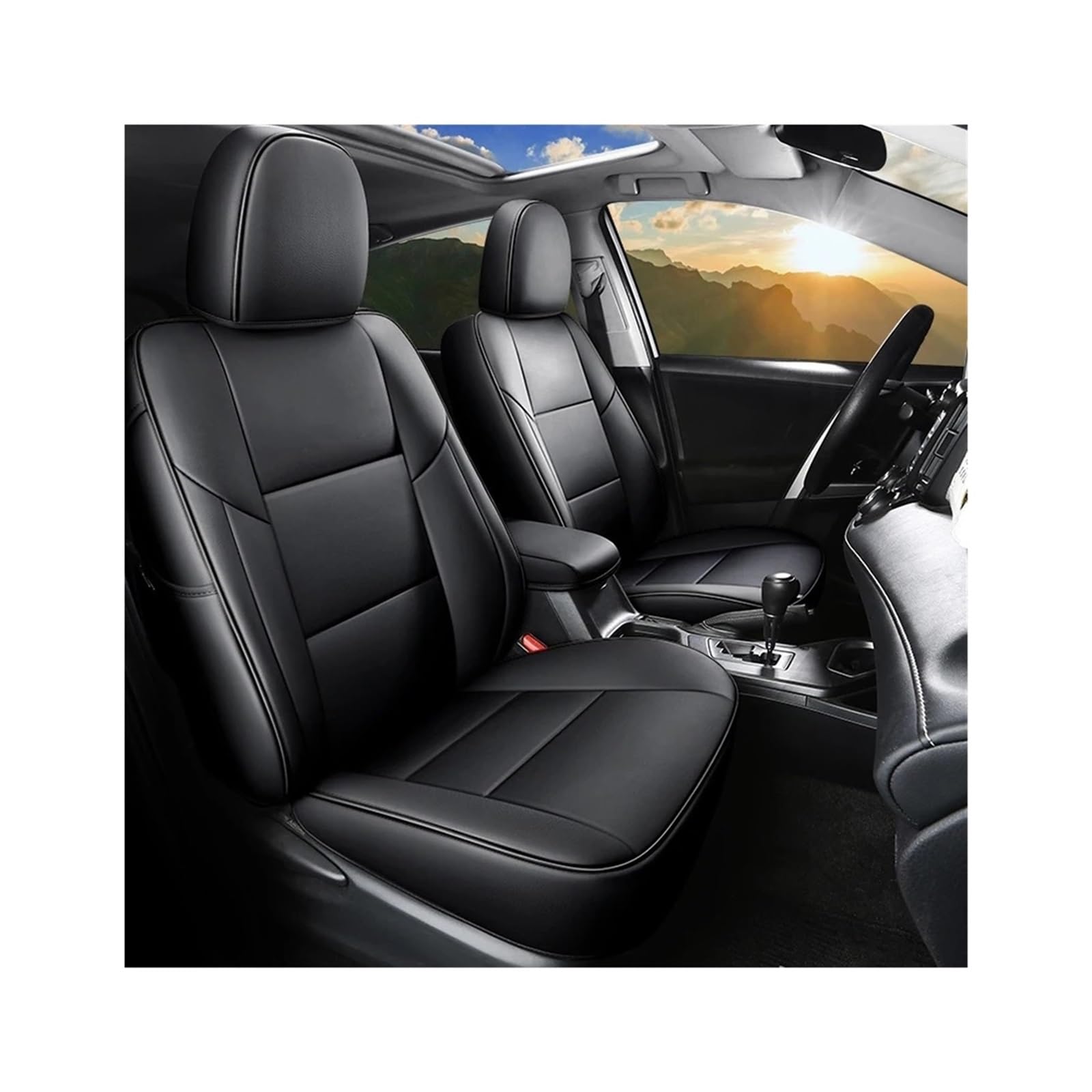 SaDity Passgenaue Autositzbezüge kompatibel for Toyota Rav4 2013 2014 2015 2016 2017 2018 2019, wasserdichtes Kunstleder-Zubehör, Auto-Styling(Black Coffee 2016) von SaDity