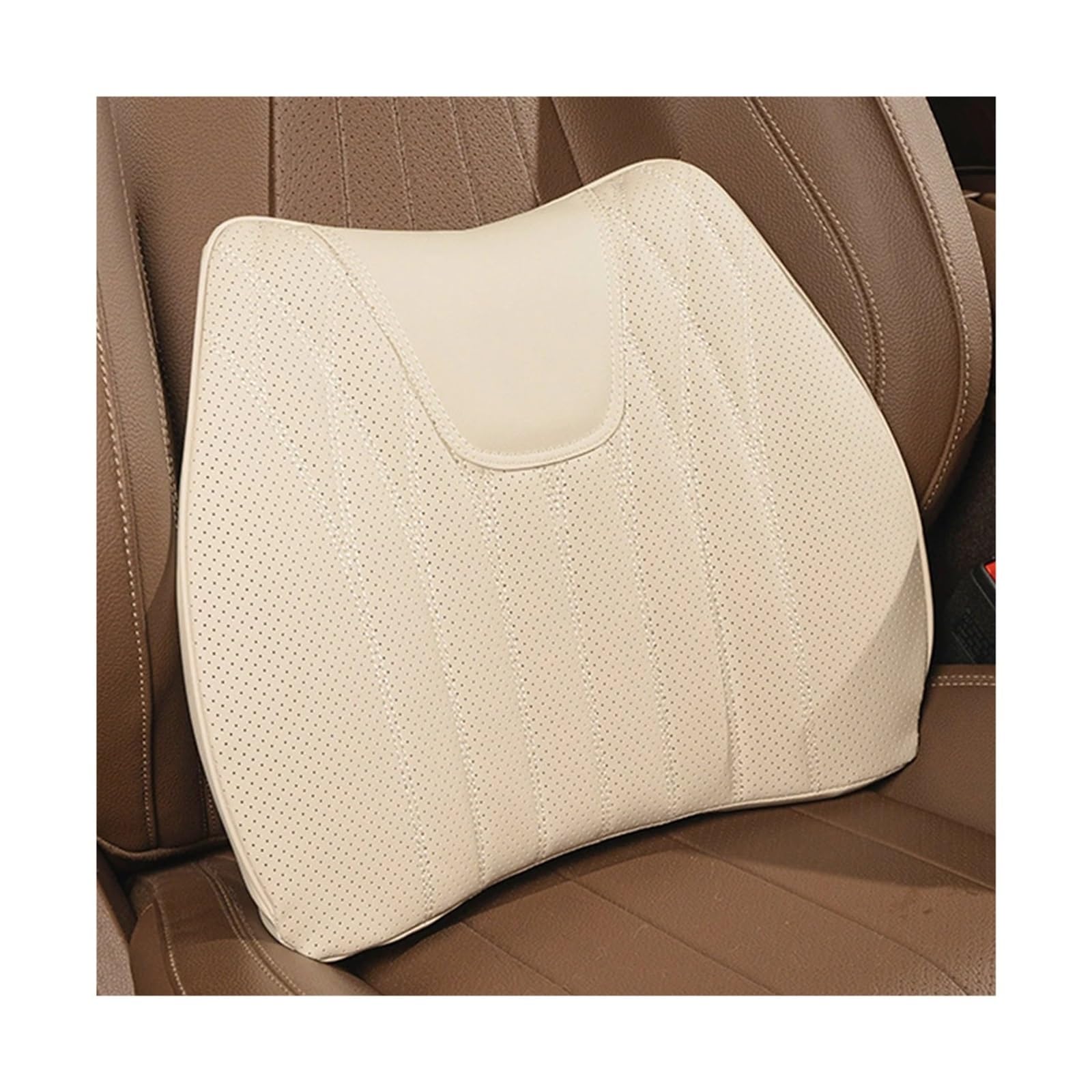 SaDity Universal Auto Sitz Abdeckung Leder Auto Lenden Unterstützung Kissen Lenden Kissen Komfortable Fahrer der Auto Sitz Taille Zurück Kissen(Beige C) von SaDity