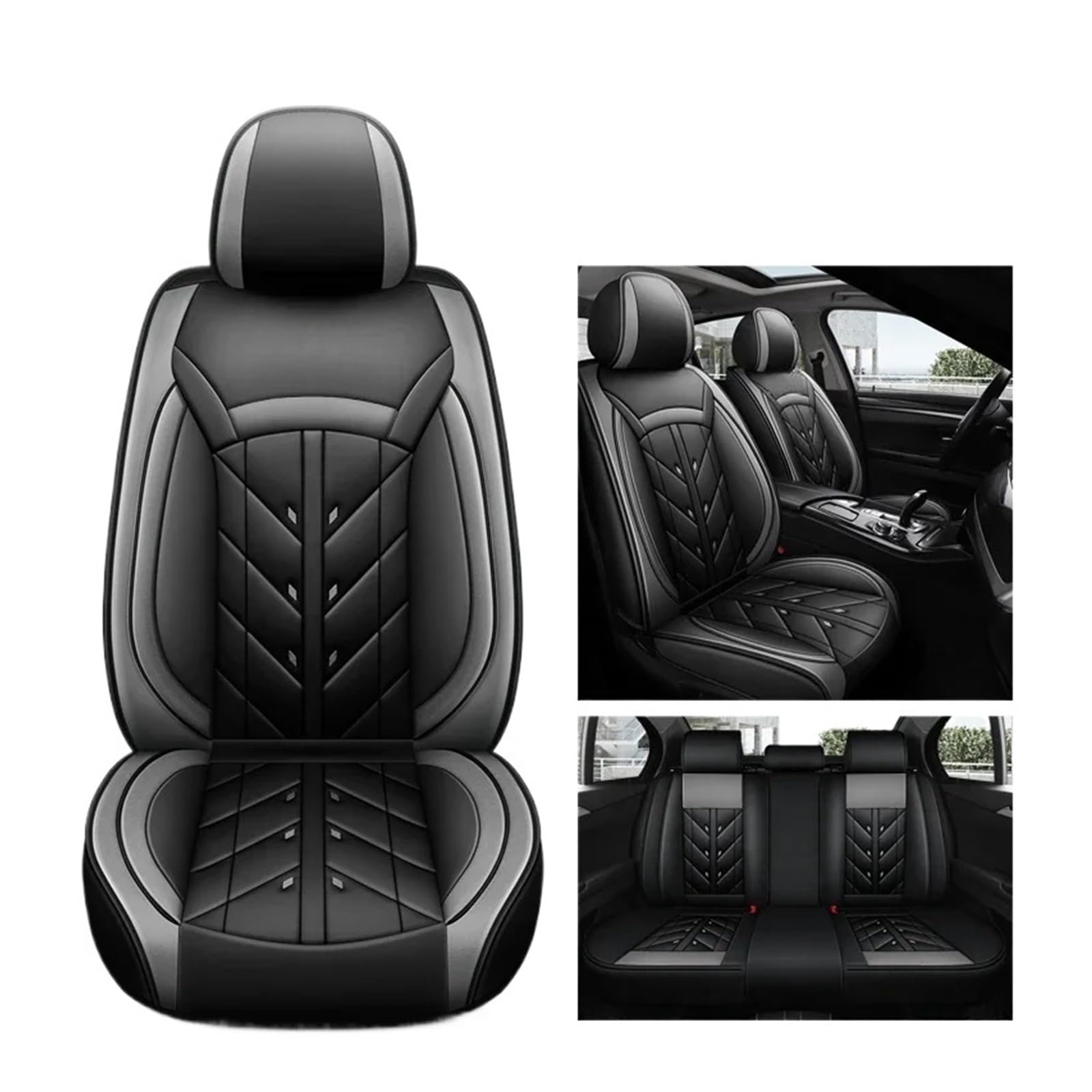 SaDity Universeller Autositzbezug, kompatibel for alle Automodelle A3 Sportback A1 A4 A5 A6 A6L A7 A8 A8L Zubehör Innenausstattung Alle Modelle(Black Gary 5 Seats) von SaDity