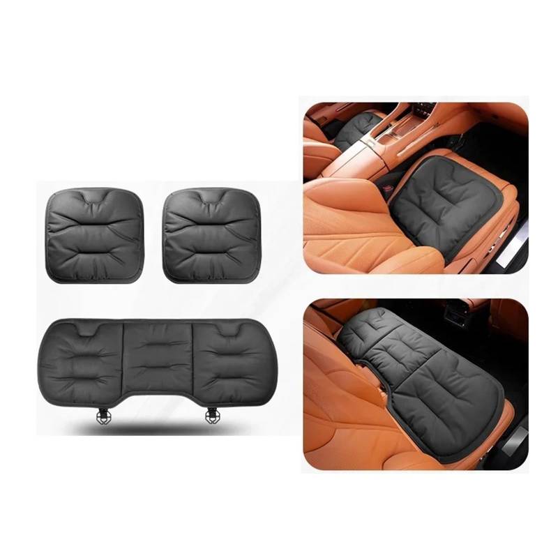 Universelle weiche Autositzbezüge aus Nappaleder, atmungsaktives Innensitzkissen for Autos, komplettes Set von Autositzbezügen, Autokissen(Black - 3 pcs) von SaDity