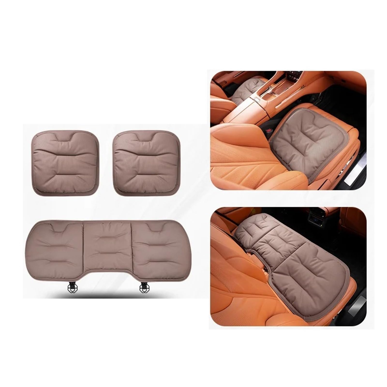 Universelle weiche Autositzbezüge aus Nappaleder, atmungsaktives Innensitzkissen for Autos, komplettes Set von Autositzbezügen, Autokissen(Chestnut Brown -3pcs) von SaDity