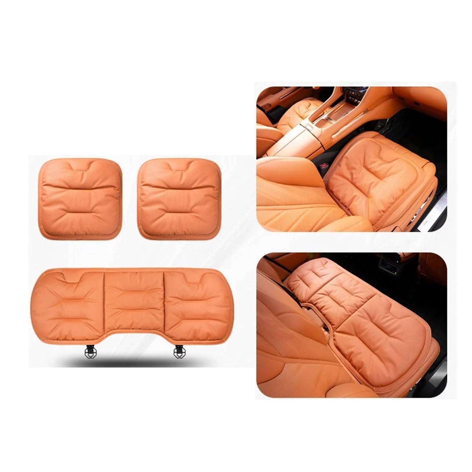 Universelle weiche Autositzbezüge aus Nappaleder, atmungsaktives Innensitzkissen for Autos, komplettes Set von Autositzbezügen, Autokissen(Orange - 3 pcs) von SaDity