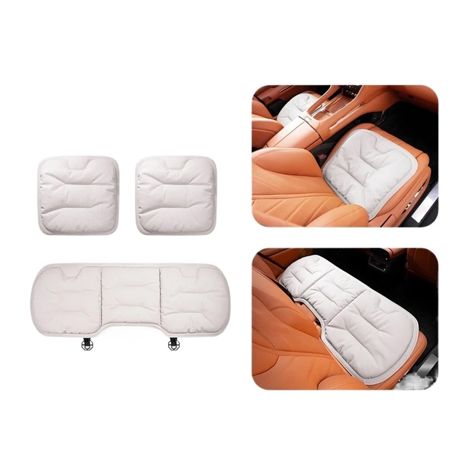 Universelle weiche Autositzbezüge aus Nappaleder, atmungsaktives Innensitzkissen for Autos, komplettes Set von Autositzbezügen, Autokissen(White - 3 pcs) von SaDity