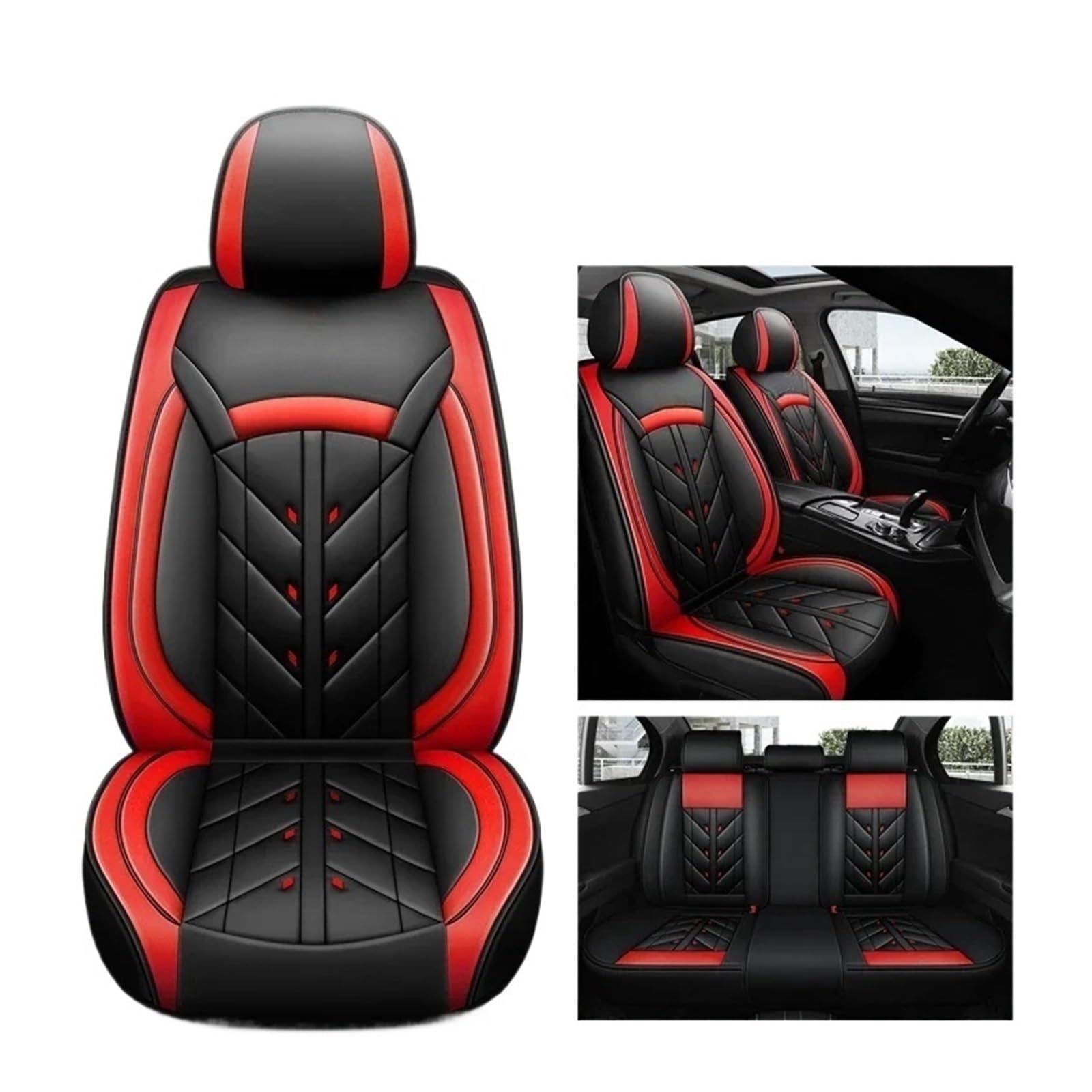 Universeller Autositzbezug, kompatibel for alle Automodelle A3 Sportback A1 A4 A5 A6 A6L A7 A8 A8L Zubehör Innenausstattung Alle Modelle(Black Red 5 Seat a) von SaDity