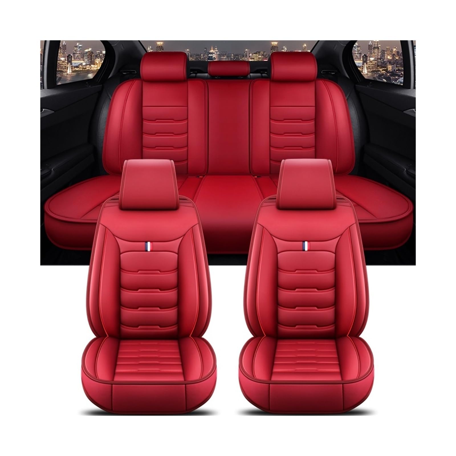 Universeller Autositzbezug, kompatibel mit BMW 3er-Serie, alle Automodelle E46 E90 E93 F30 F31 F34 F35 G20 G21 G28, Zubehör, Innendetails(Red 5 Seat) von SaDity