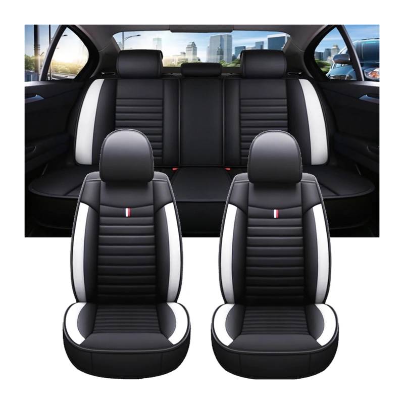 Universeller Autositzbezug kompatibel for Golf 4 5 6 kompatibel for BMW F10 F11 G30 /Peugeot 207 206 MG4 Autozubehör Innendetails Alle Automodelle(Black White 5 Seat) von SaDity