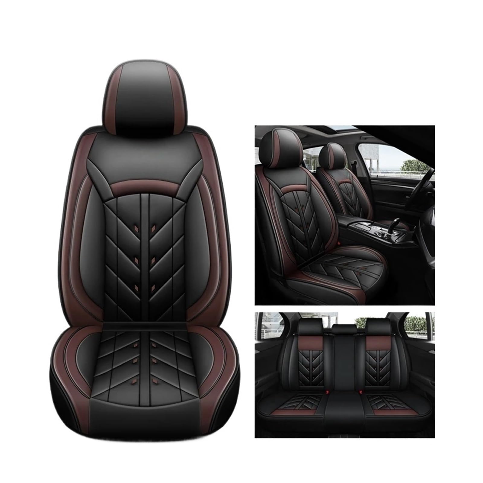 Universeller Autositzbezug kompatibel for Peugeot alle Automodelle 206 307SW 308 407 408 508sw 208 2008 3008 4008 5008 Zubehör Innenausstattung(Black Coffee 5 Seats) von SaDity