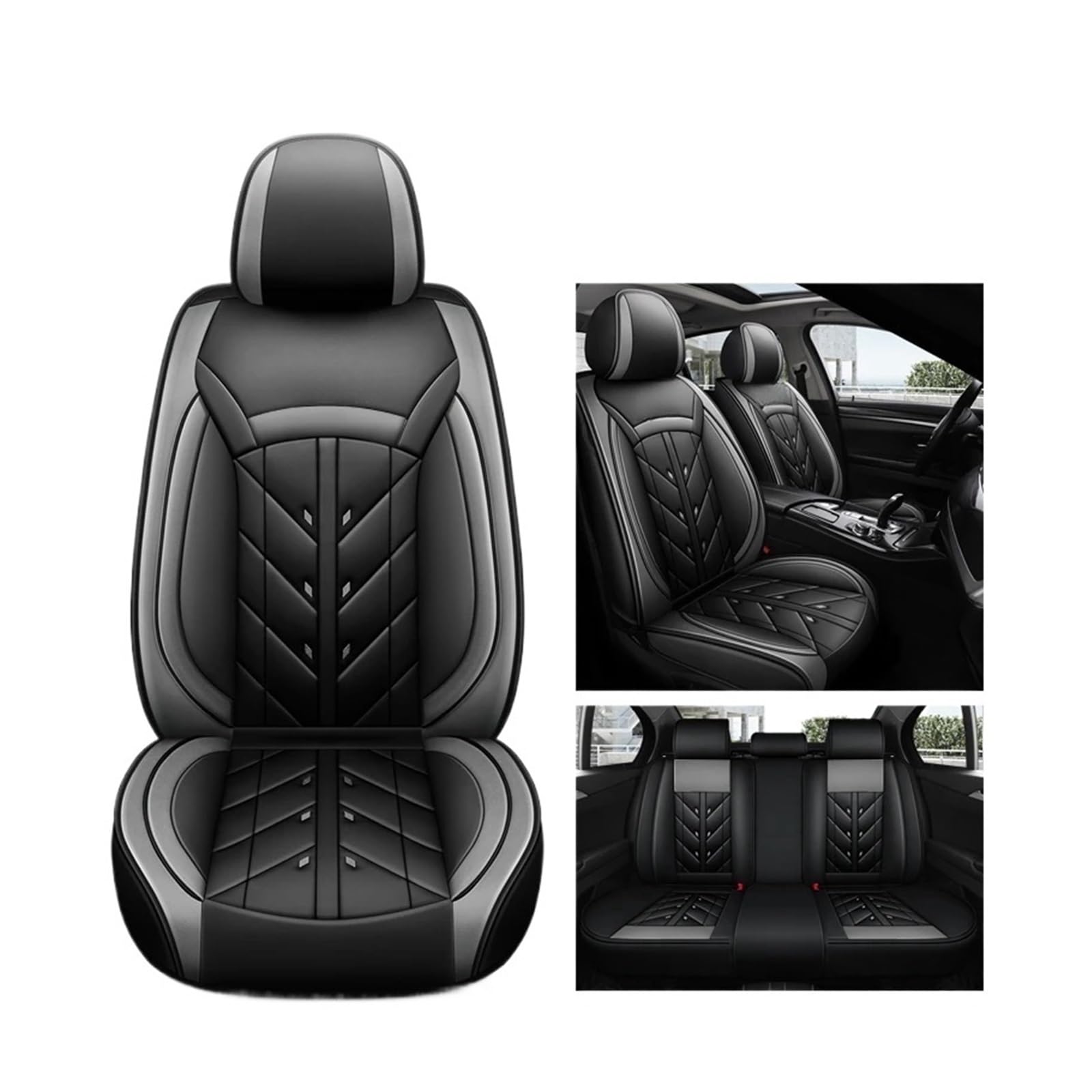 Universeller Autositzbezug kompatibel for Peugeot alle Automodelle 206 307SW 308 407 408 508sw 208 2008 3008 4008 5008 Zubehör Innenausstattung(Black Gary 5 Seats) von SaDity