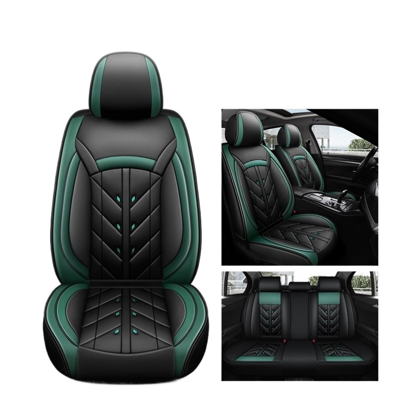 Universeller Autositzbezug kompatibel for Peugeot alle Automodelle 206 307SW 308 407 408 508sw 208 2008 3008 4008 5008 Zubehör Innenausstattung(Black Green 5 Seats) von SaDity