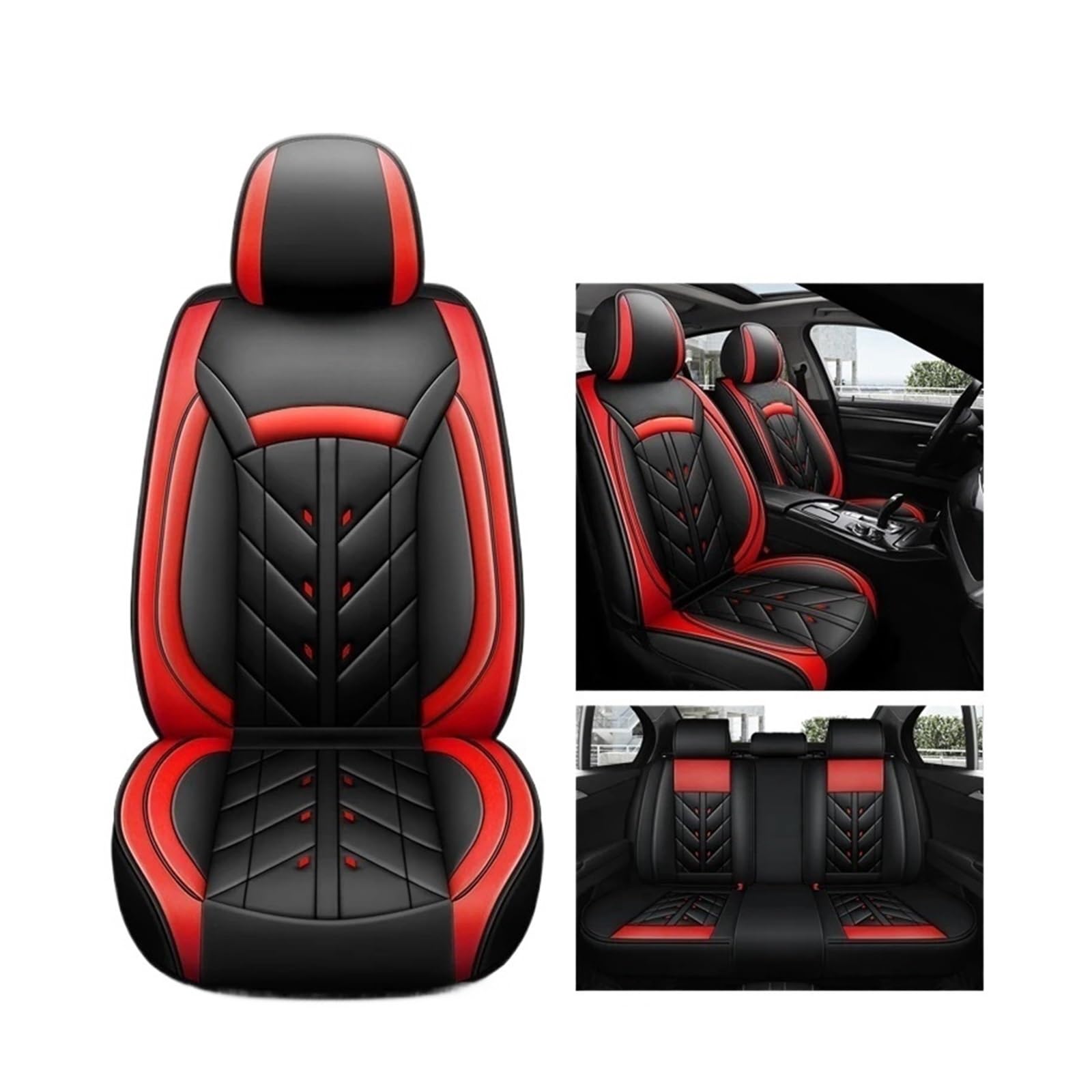 Universeller Autositzbezug kompatibel for Peugeot alle Automodelle 206 307SW 308 407 408 508sw 208 2008 3008 4008 5008 Zubehör Innenausstattung(Black red 5 Seats a) von SaDity