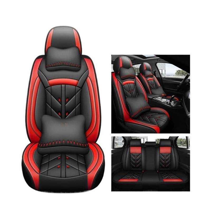 Universeller Autositzbezug kompatibel for Peugeot alle Automodelle 206 307SW 308 407 408 508sw 208 2008 3008 4008 5008 Zubehör Innenausstattung(Black red 5 Seats a 01) von SaDity