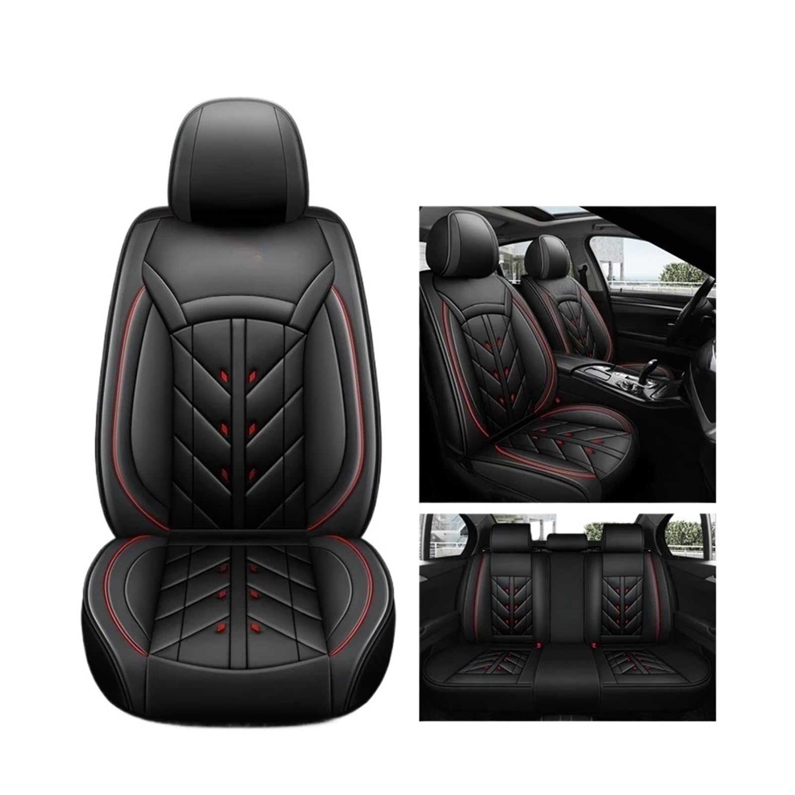 Universeller Autositzbezug kompatibel for Peugeot alle Automodelle 206 307SW 308 407 408 508sw 208 2008 3008 4008 5008 Zubehör Innenausstattung(Black red 5 Seats b) von SaDity