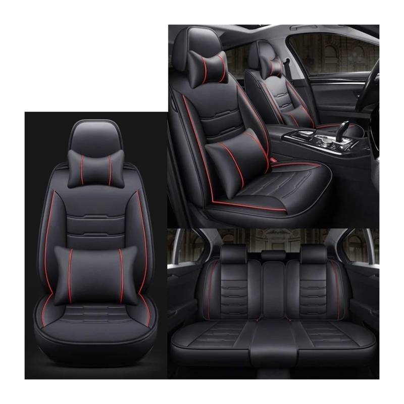 Vollständige Abdeckung Autositzbezug kompatibel for Jeep Grand Cherokee WK Wrangler Sahara Wrangler JK Commander Compass Renegade AUTOzubehör(Black red 5 Seats 02) von SaDity