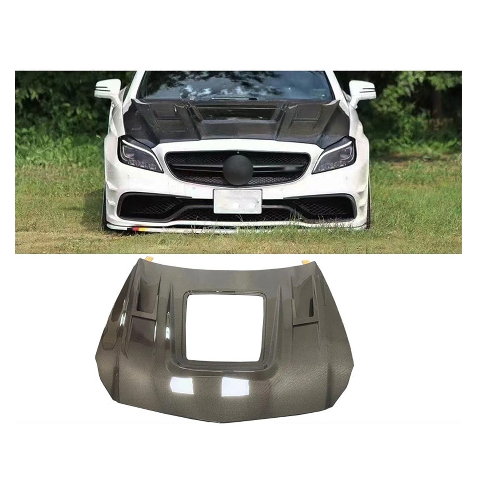 W218 Carbon Fiber FRP Transparente Frontmotorhaubenabdeckungen Kompatibel mit Benz CLS W218 CLS63 Modifizierter Karosseriebausatz(Carbon Fiber Look) von SaDity