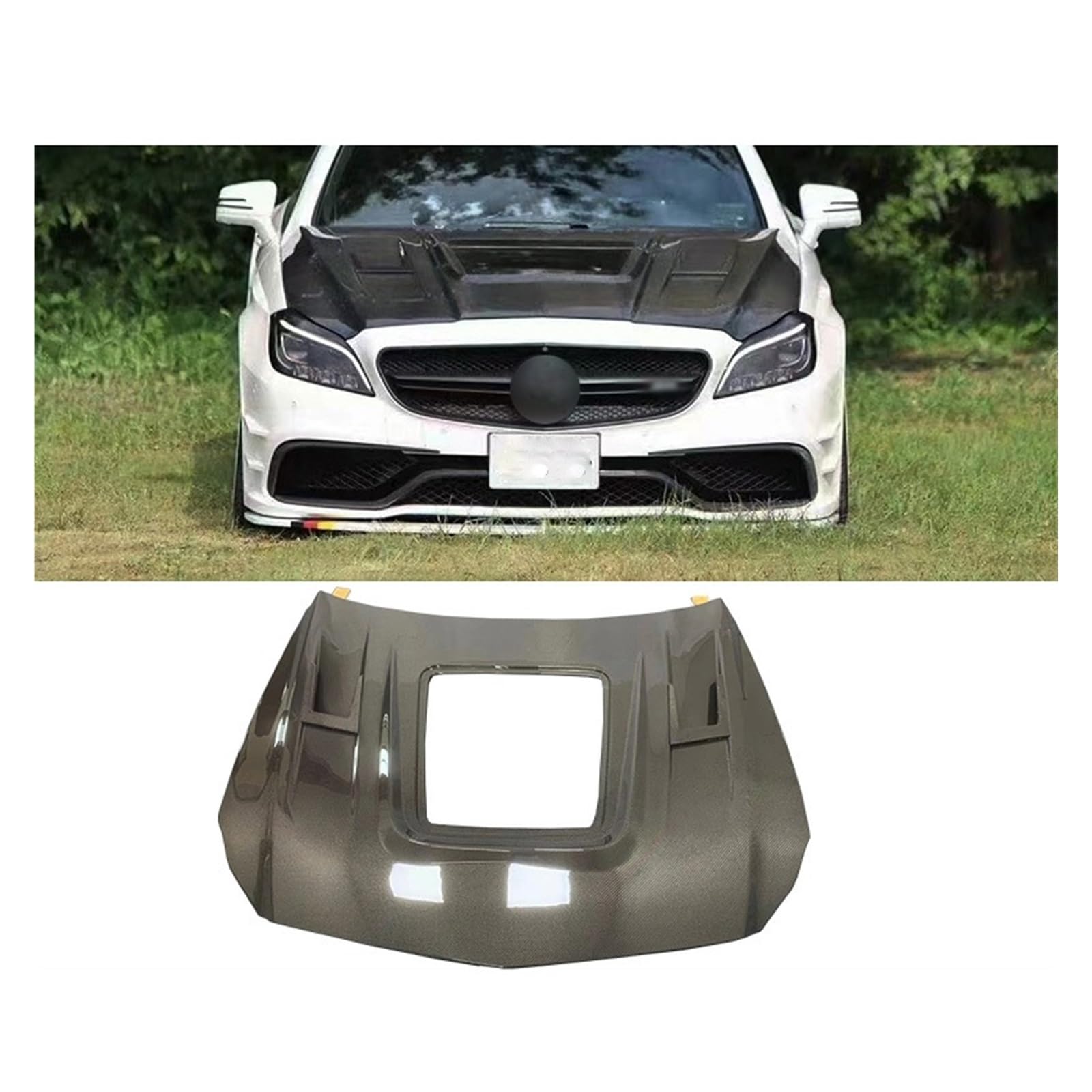 W218 Carbon Fiber FRP Transparente Frontmotorhaubenabdeckungen Kompatibel mit Benz CLS W218 CLS63 Modifizierter Karosseriebausatz von SaDity