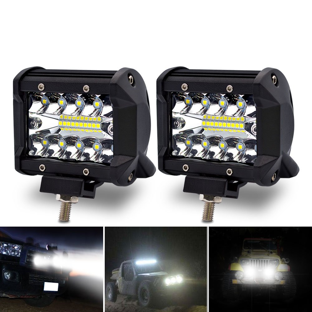 Safego 2X 60W Auto LED Arbeitsscheinwerfer LED Zusatzscheinwerfer 12V 4800LM LED Scheinwerfer Offroad Arbeitslicht Bar Spotlight Nebelscheinwerfer für Traktor SUV Boot 4x4 IP67 Wasserdicht von Safego