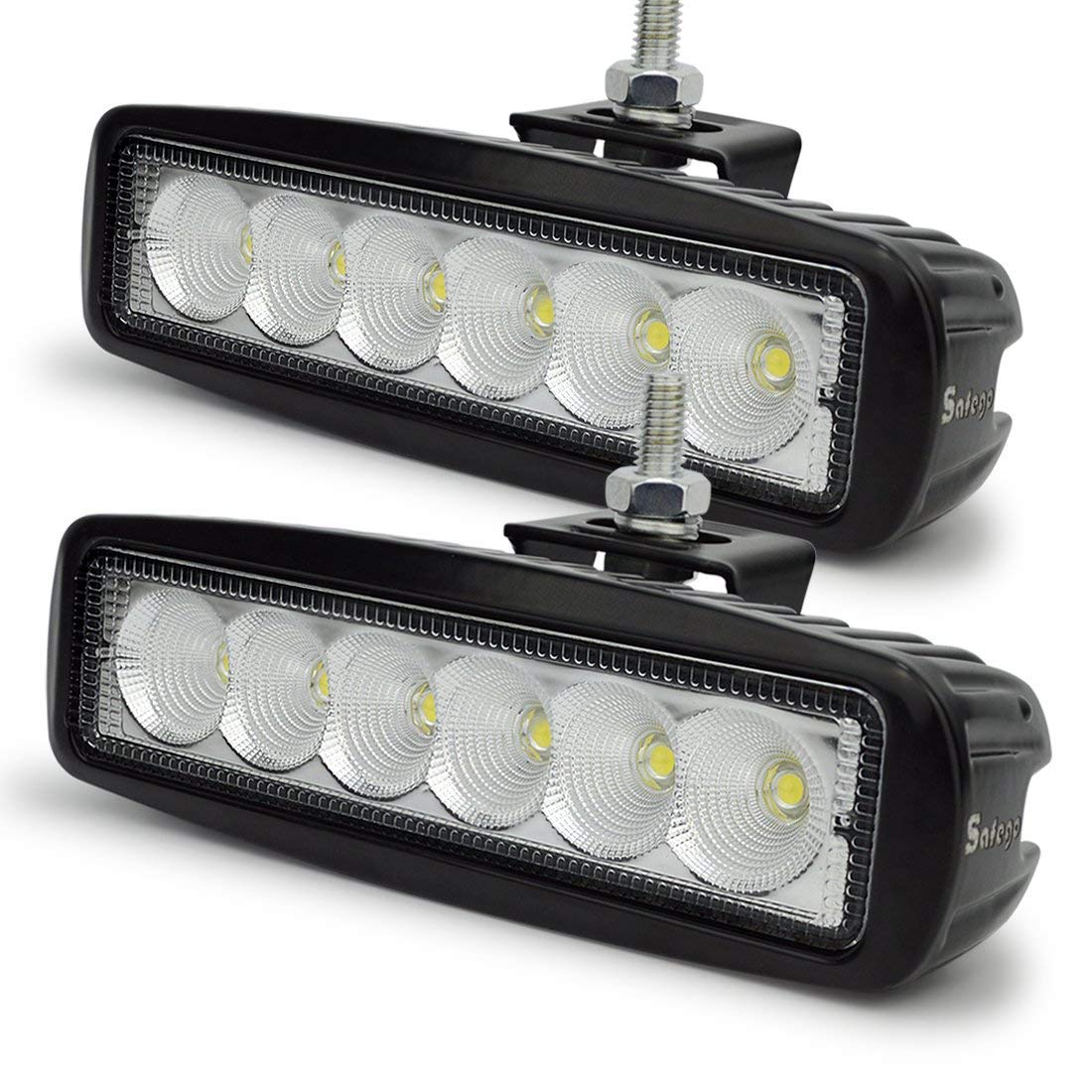 Safego Arbeitslicht 18W LED Scheinwerfer Flutlicht Arbeitsscheinwerfer bar Offroad Zusatzscheinwerfer Pack of 2 von Safego