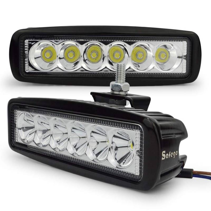 Safego Arbeitsscheinwerfer LED 18W LED Scheinwerfer 12V Zusatzscheinwerfer Bar 6000K IP67 Wasserdicht Offroad Spotlight Scheinwerfer Arbeitslicht Nebelscheinwerfer für SUV Truck Traktor LKW(2 Stück) von Safego