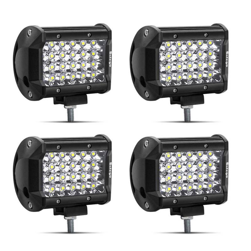 Safego Auto LED Arbeitsscheinwerfer 4" 72W Zusatzscheinwerfer LED Scheinwerfer Arbeitslicht Auto Offroad Nebelscheinwerfer Bar Spotlight für Traktor SUV Boot 4x4 IP67 Wasserdicht, 4 Stück von Safego