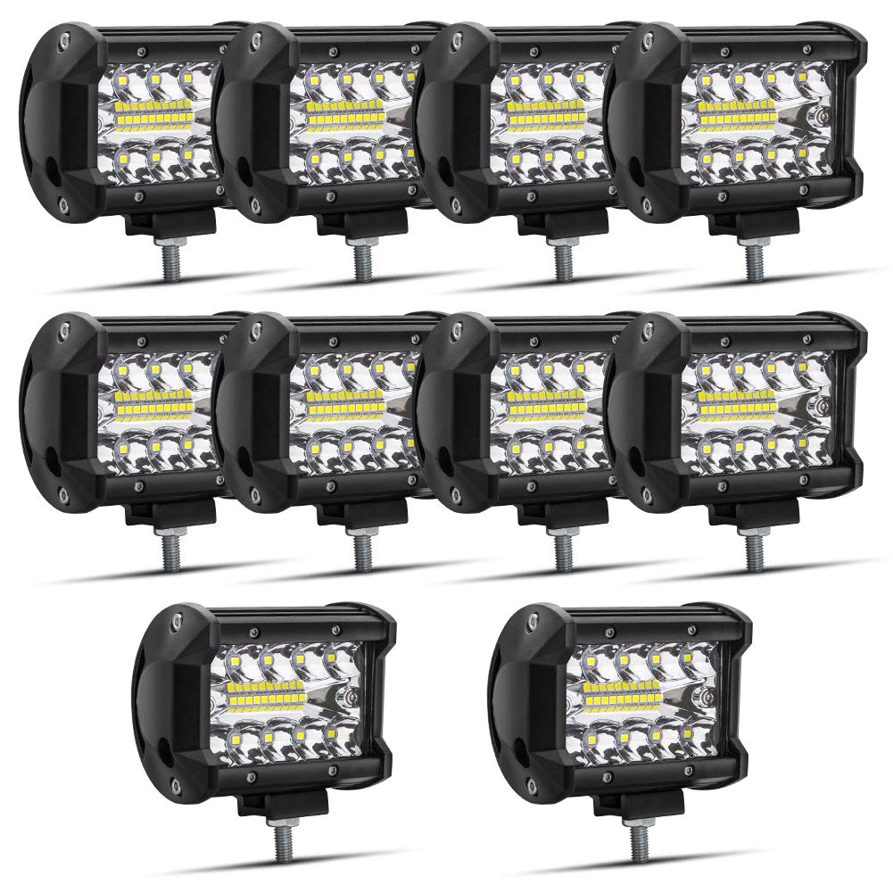 Safego LED Arbeitsscheinwerfer 4" 60W Scheinwerfer LED Auto Zusatzscheinwerfer 12V Offroad Arbeitslicht Bar Spotlight Nebelscheinwerfer für Traktor SUV Boot 4x4 IP67 Wasserdicht, 10 Stück von Safego