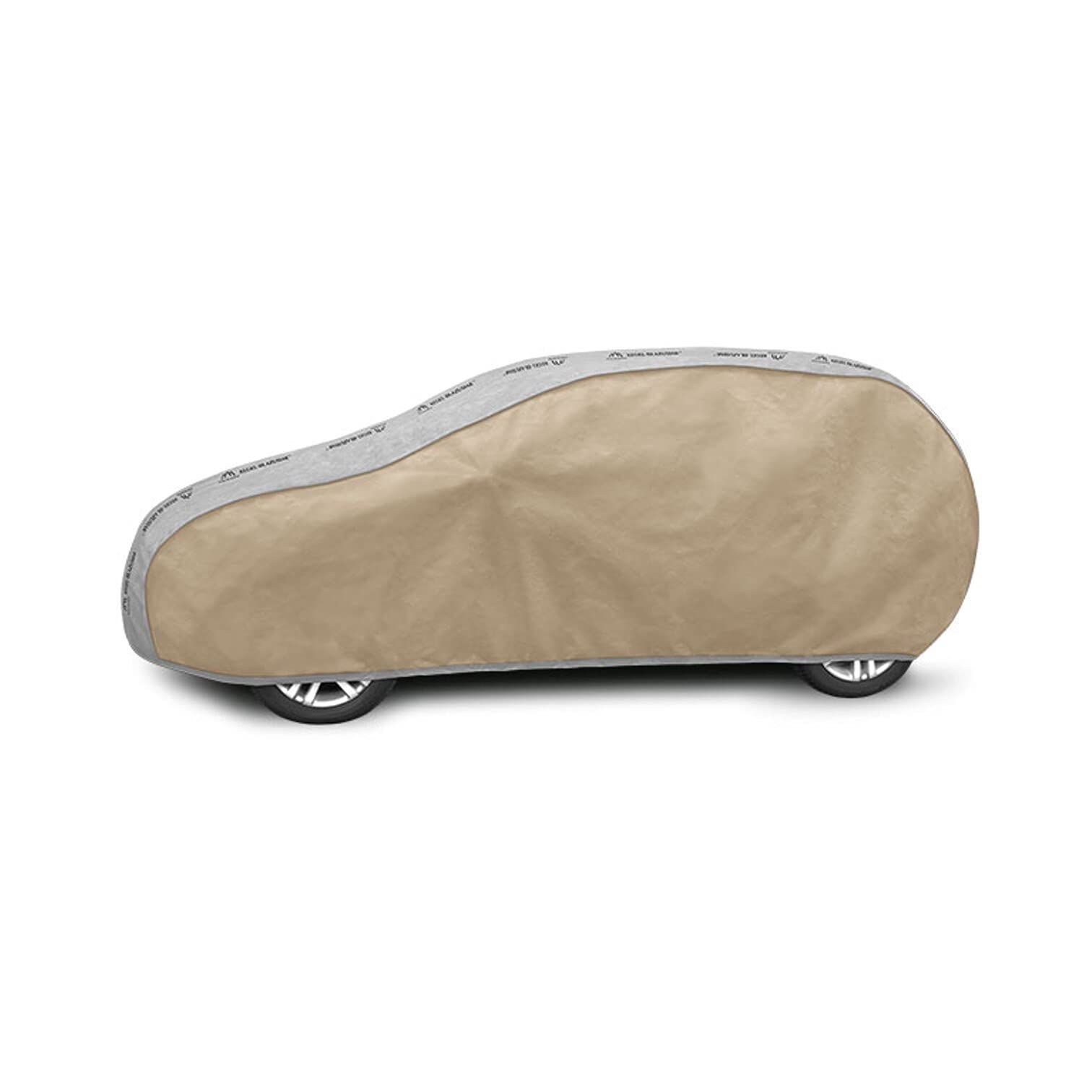 Autoabdeckung Wasserfest & Extrastark Atmungsaktive Autoplane Abdeckplane gegen Regen Schnee Wind UV-Strahlung Laub und Anderen Schmutz Autogarage Beige, L 1 HB/Kombi L: 405-430 cm/H: 126-136 cm von Saferide