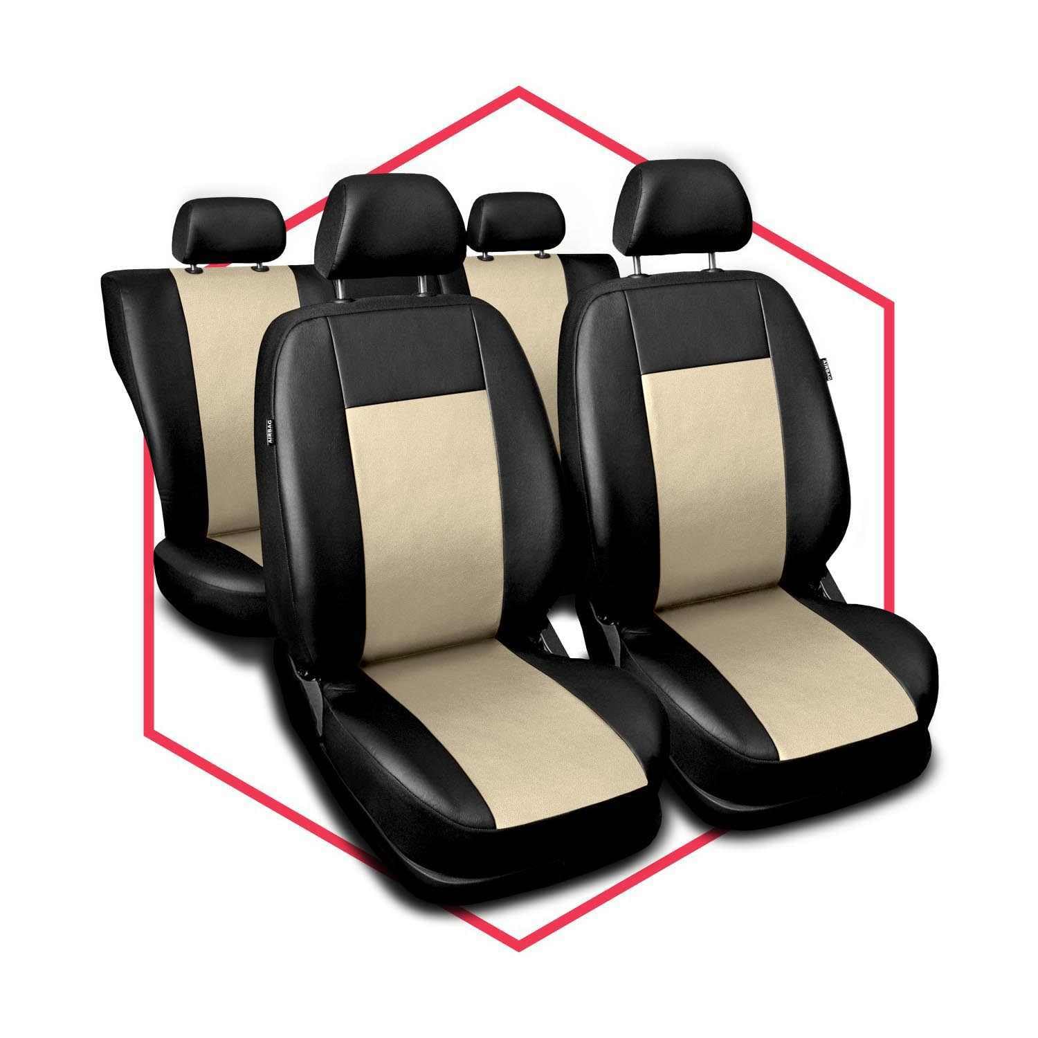 Autositzbezüge universal Auto Sitzbezüge kompatibel mit Mitsubishi Space Star Kunstleder Autoschonbezüge Beige Sitzauflage Vorne und Hinten von Saferide