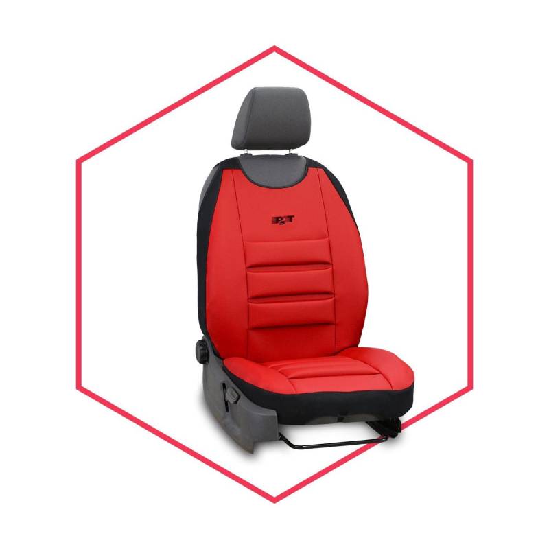 Saferide 1er Set Sitzauflage PKW Universal | Auto Sitzschutz Kunstleder Rot für Airbag geeignet | für Vordersitze | 1 Autositzmatte vorne von Saferide