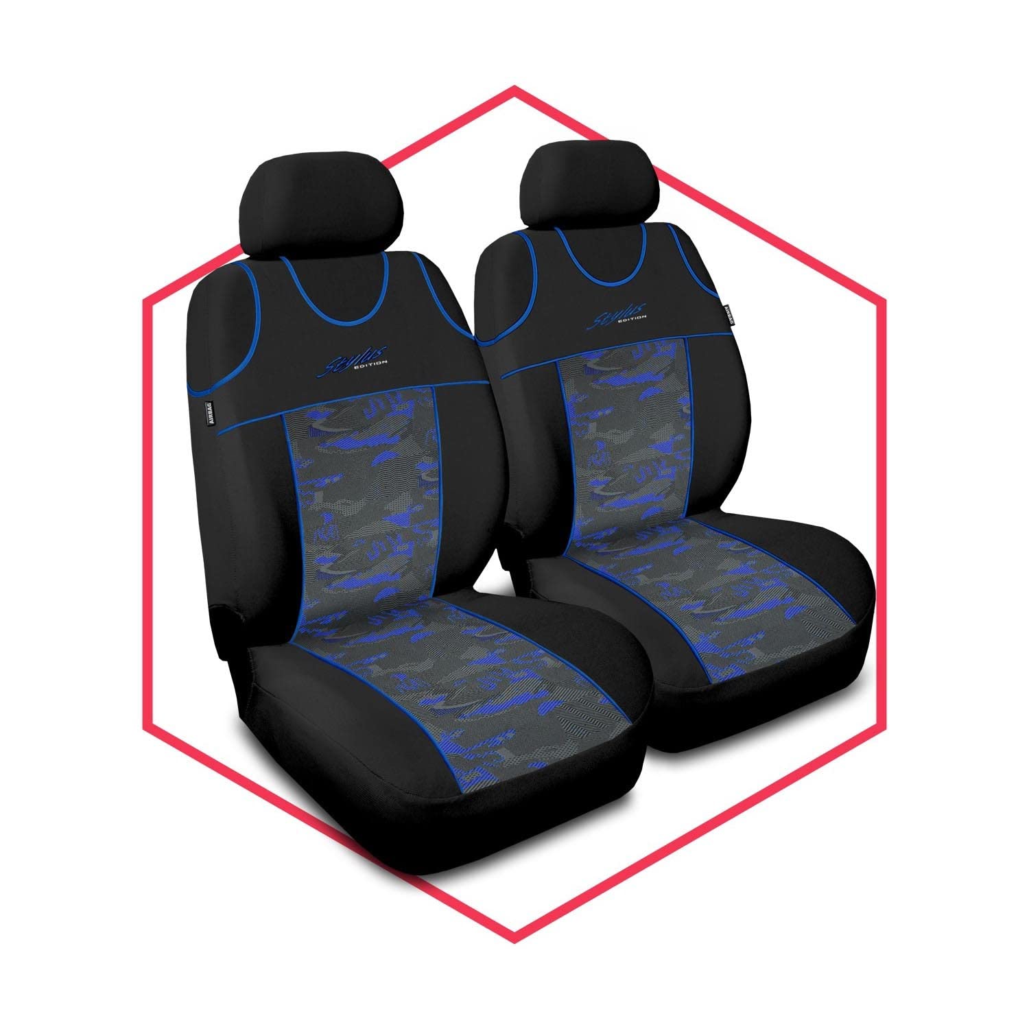 Saferide 2er Set Autositzbezüge PKW universal | Auto Sitzbezüge Polyester Blau für Airbag geeignet | für Vordersitze | 1+1 Autositze vorne von Saferide