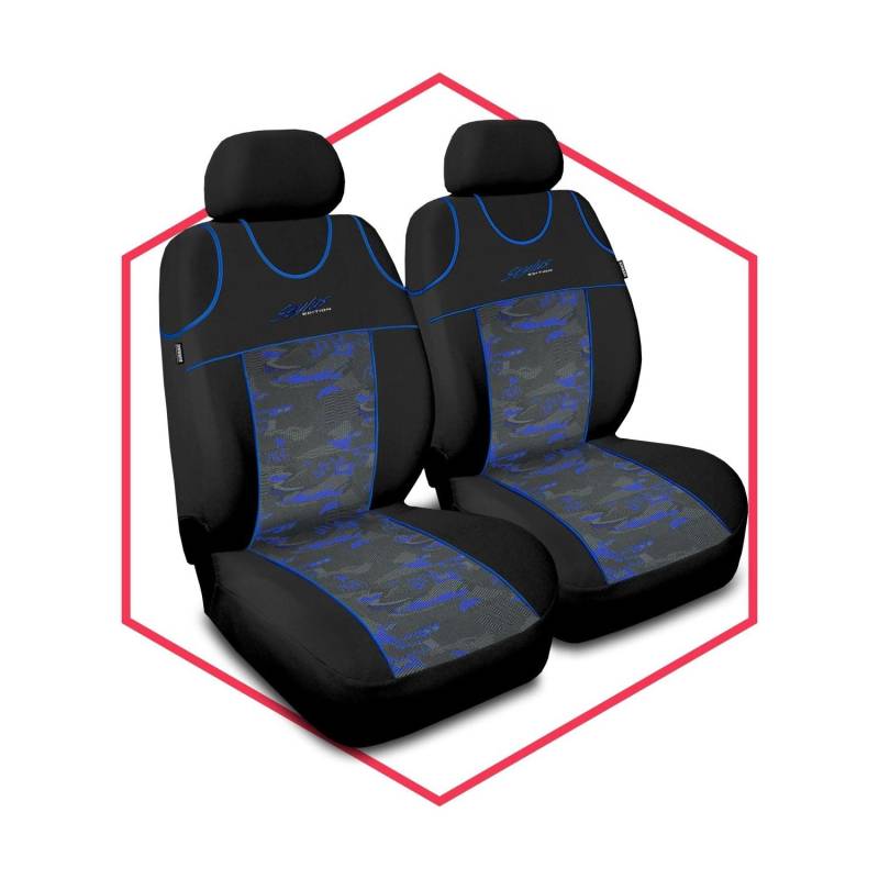 Saferide 2er Set Autositzbezüge PKW universal | Auto Sitzbezüge Polyester Blau für Airbag geeignet | für Vordersitze | 1+1 Autositze vorne von Saferide