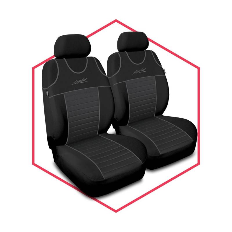 Saferide 2er Set Autositzbezüge PKW universal | Auto Sitzbezüge Polyester Grau für Airbag geeignet | für Vordersitze | 1+1 Autositze vorne von Saferide